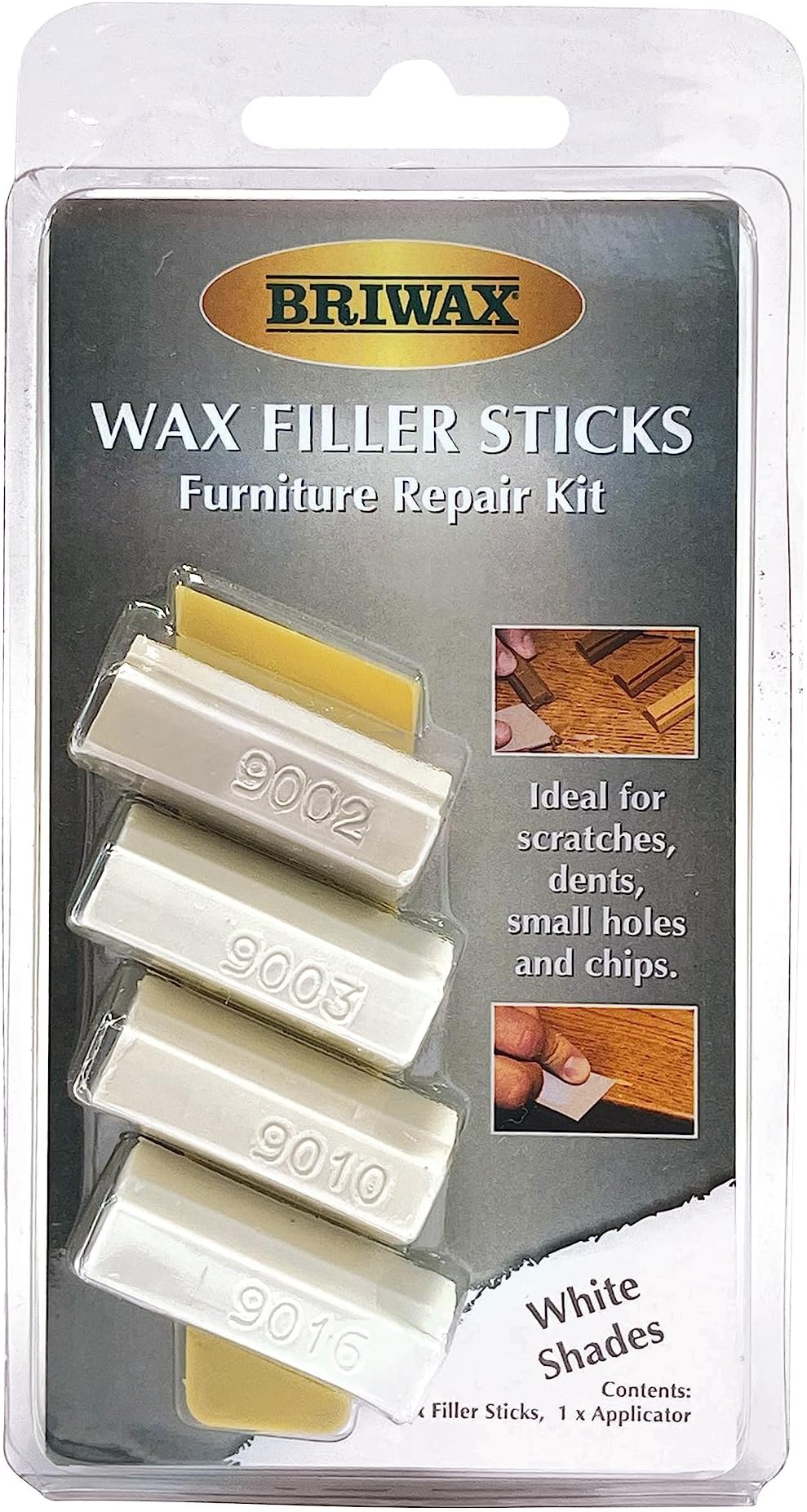 Briwax Filler Sticks White โ Quick Wood Repair for Scratches, Cracks & Nail Holes | Assorted Shades