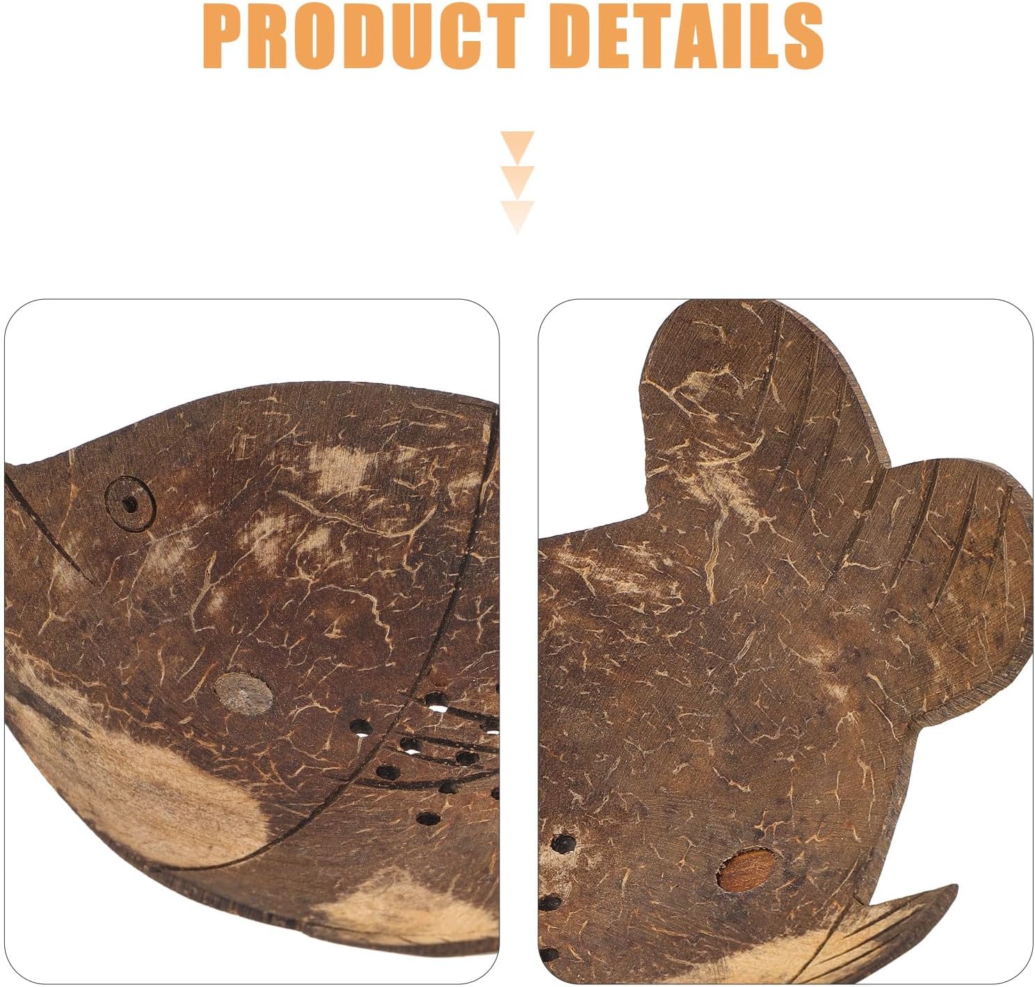 Coconut Shell Soap Dish Holder with Drainage, Fish-Shaped Wooden Soap Tray for Shower and Bathroom Sink, Creative Southeast Asian Design for Bathroom Accessories