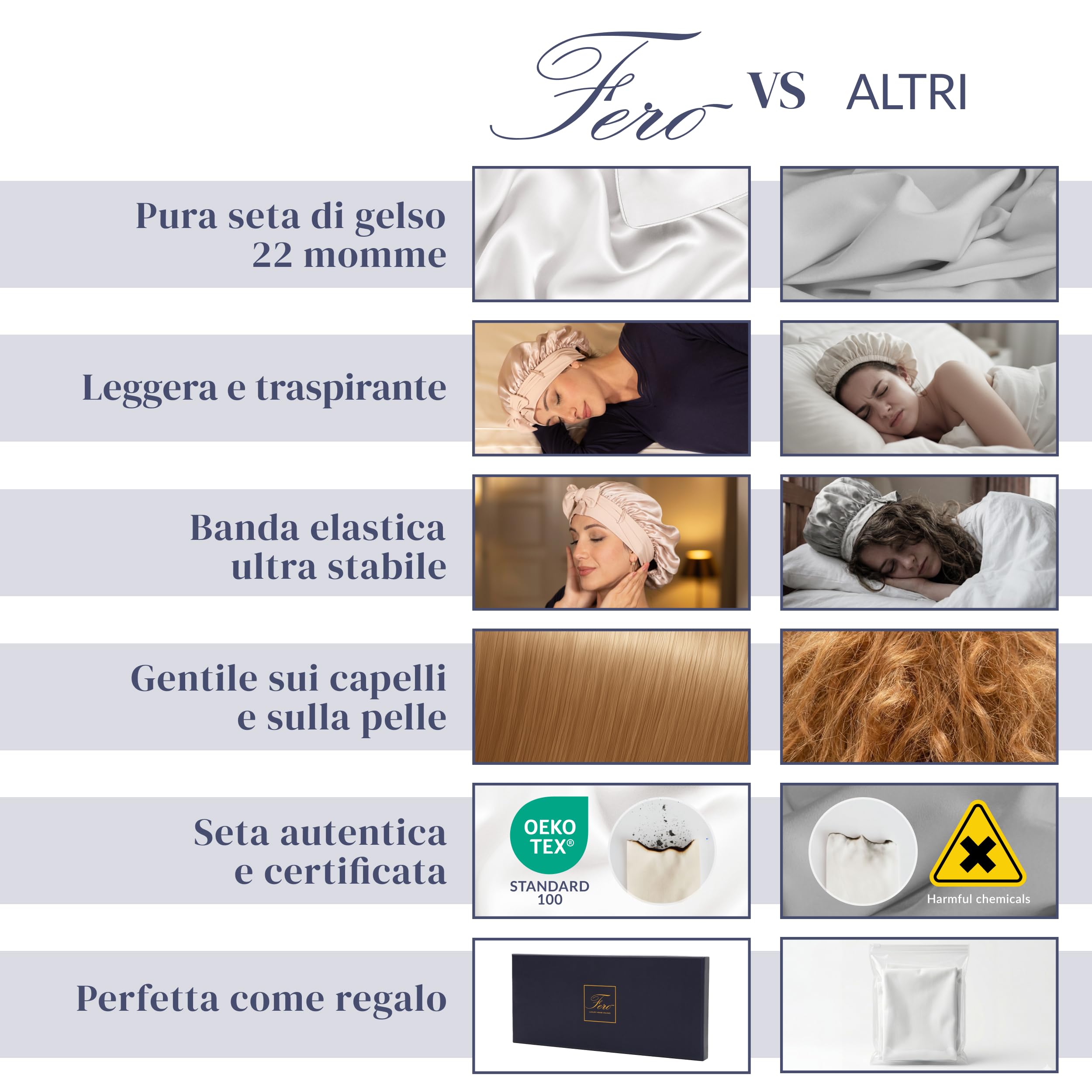 Ferò Cuffia Seta Capelli Notte, 100% Gelso di Lusso, 22 Momme Grado 6A, Regolabile e Traspirante, Silk Bonnet Protezione per Capelli Ricci e Lisci, Ipoallergenica, con Confezione Regalo, Rosa