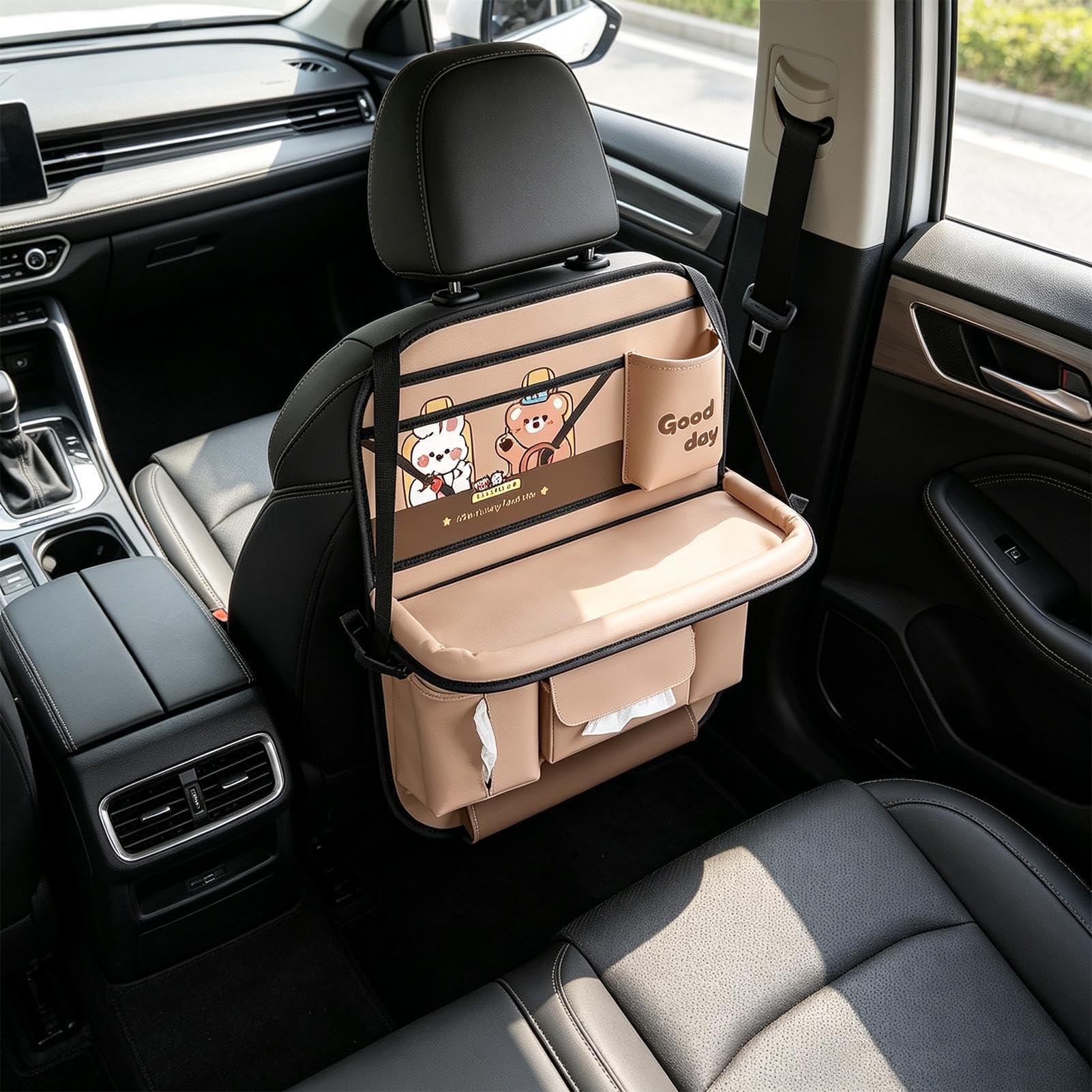 Organizer da Sedile Posteriore per Bambini Borsa Multifunzionale Pieghevole | Vassoio Sedile Auto Passeggero Posteriore Cibo Laptop