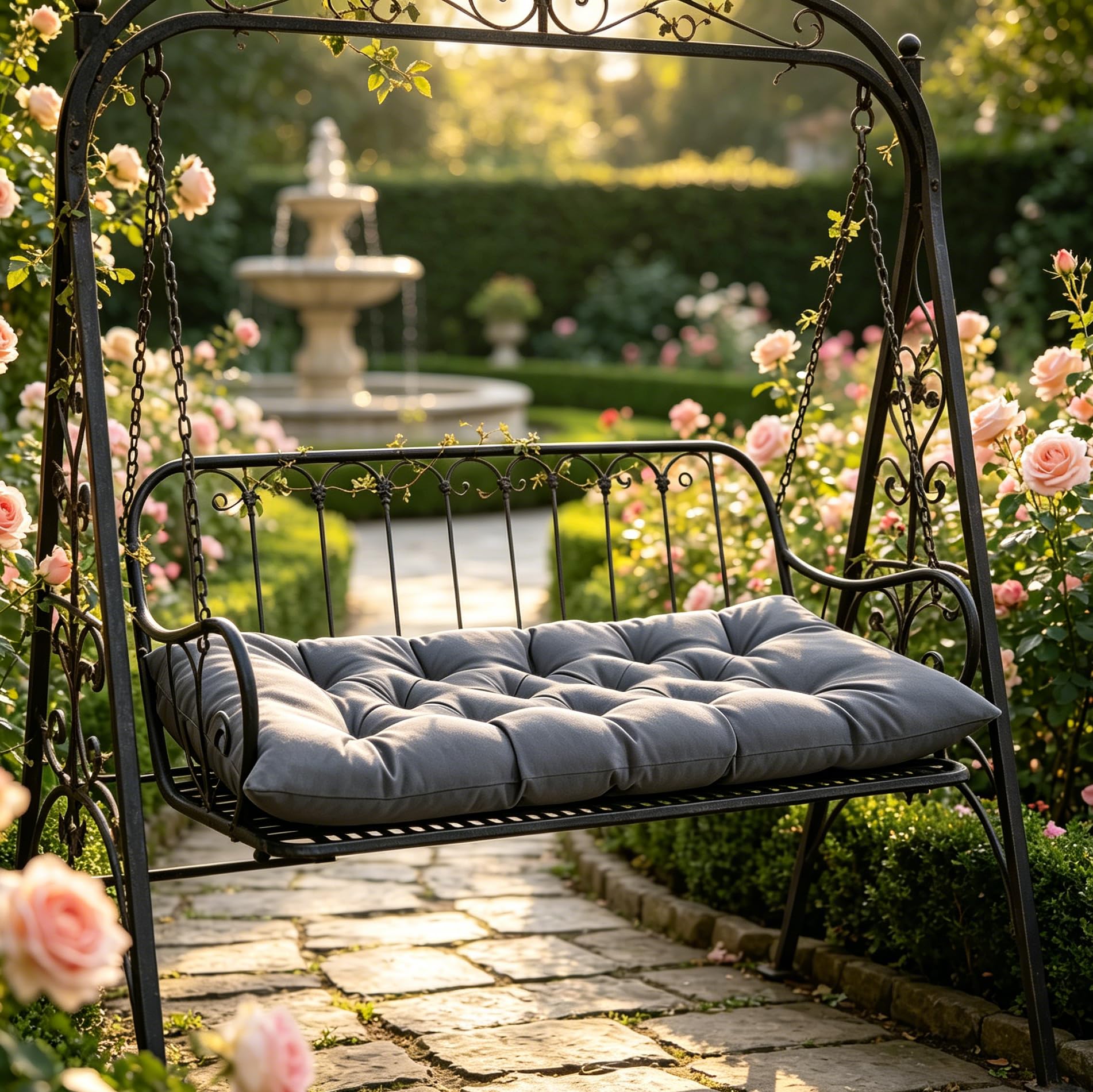 Coussin de Banc pour intérieur et extérieur, Coussin pour balancelle déperlant, Coussin de siège pour Banc de Jardin balançoires hollywoodien (Anthracite, 120 * 50 * 8 cm)