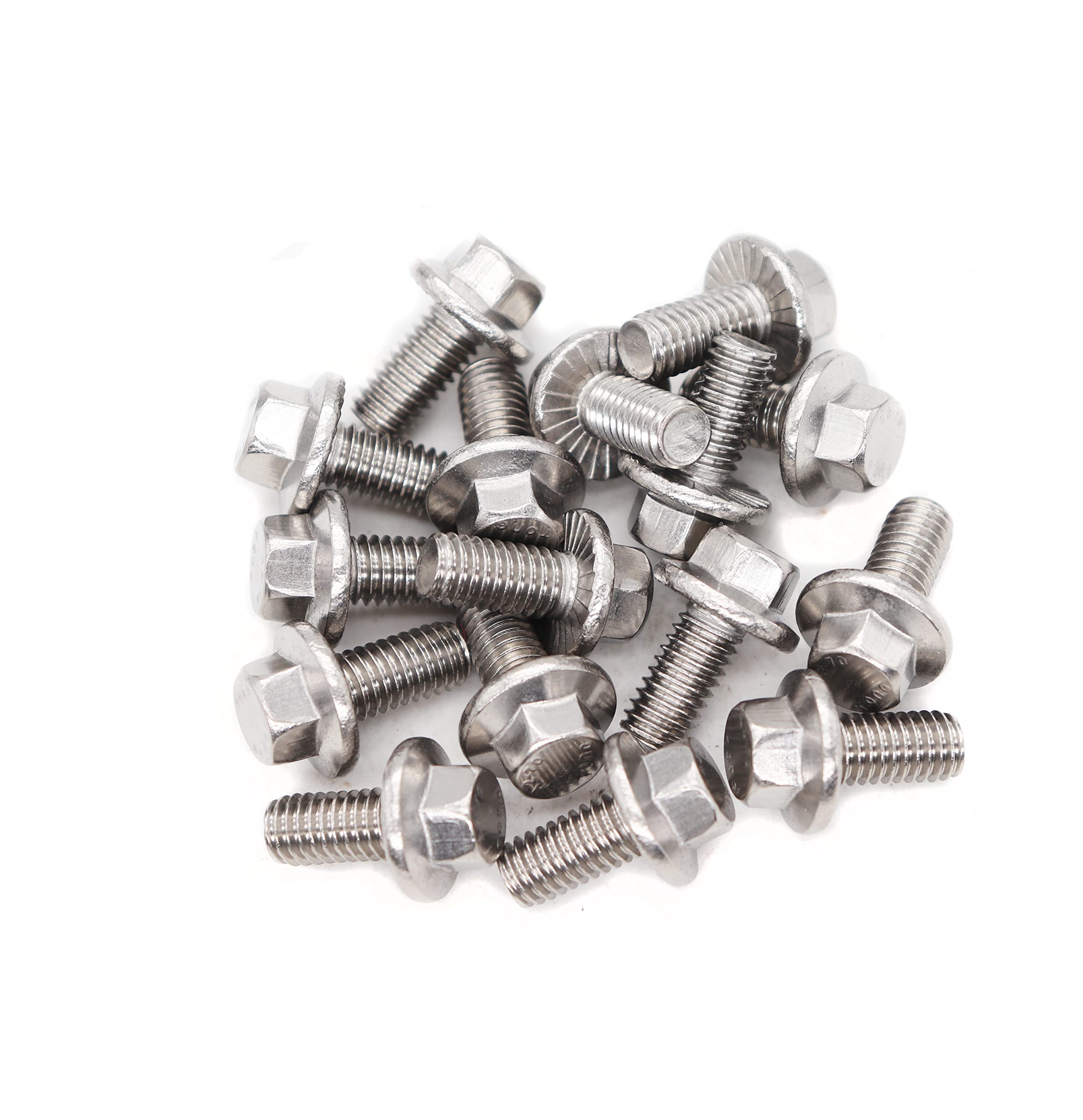 30pcs M6-1.0 x 12mm Serrated Flanged Hex Bolts Flange Hexagon Screws, Stainless Steel 18-8 (304), Plain Finish, DIN 6921-image-24