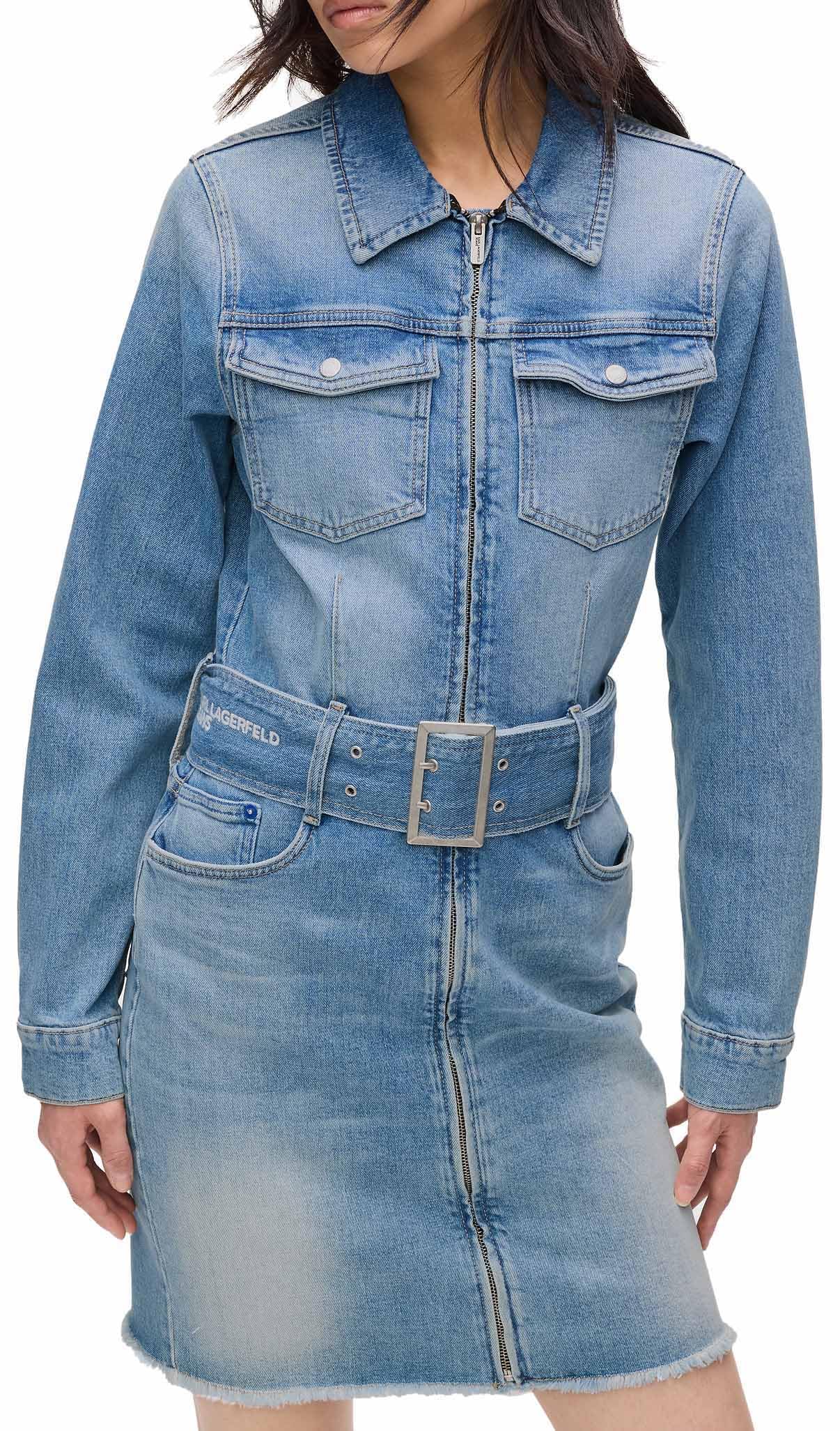 Karl Lagerfeld Jeans, Damska, Sukienka Z Paskiem, Regular Fit