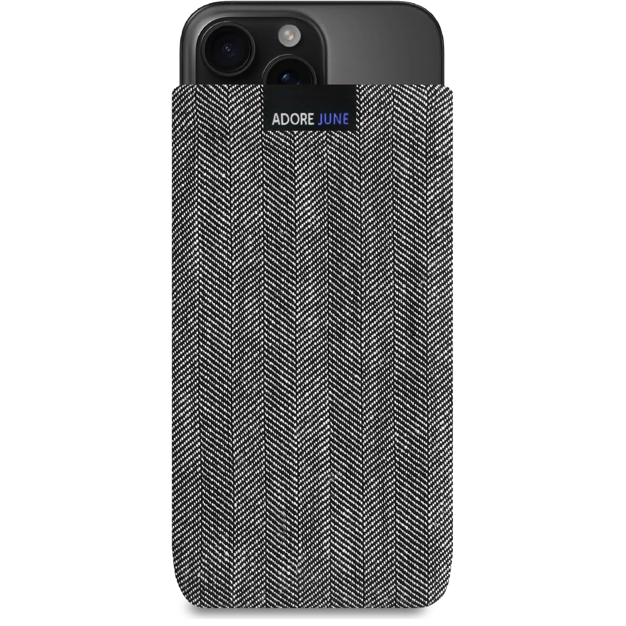 Adore June Business Custodia compatibile con iPhone 16 Pro 2024, Materiale Caratteristico con Display di Pulizia Effetto, Grigio/Nero