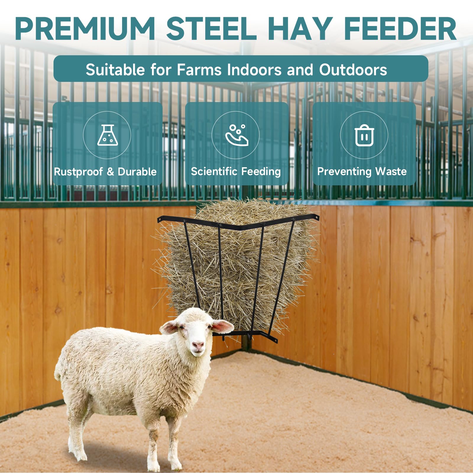 Corner Hay Rack Carbon Steel Hay Feeder Blanket Holder 23.3 x 13.2 x 21.7In Wall Mounted Hay Rack Hay Feeder for Horses Goats Farm Indoor and Outdoor Use - image 3