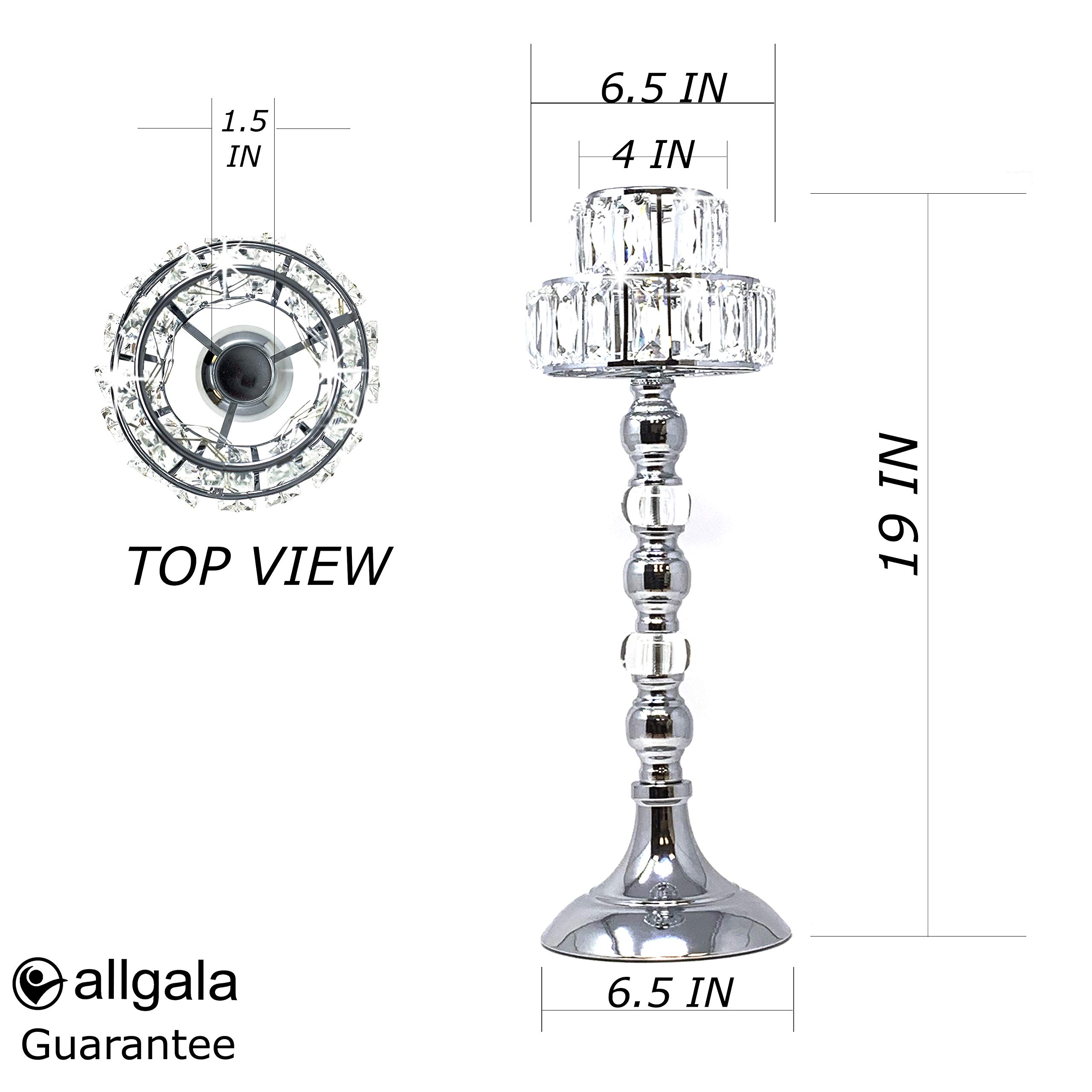 Allgala 40 cm lampa styl srebrny świecznik podgrzewacz z kryształowymi blokami