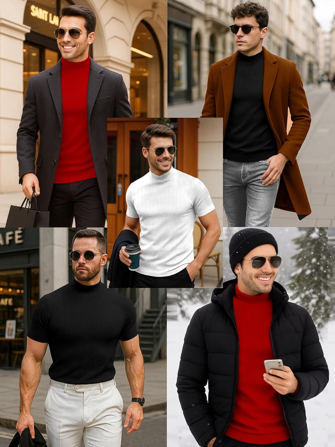 URBAN BUCK Turtleneck Men Long Sleeve Knitted Shirt - Ultra Soft Cotton Slim Fit Ribbed Turtle Neck Sweater for Men - Image 5