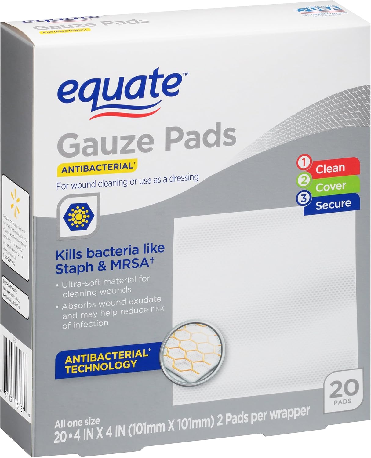 Equate Antibacterial Gauze Pads, 20.4 inches x 4 inches, 20 Ct Amazon.ca Health & Personal Care