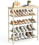 VASAGLE Shoe Rack, 4-Tier Shoe Storage Organizer for Entryway and Closet, Holds 9-12 Pairs of Shoes, 3 Fabric Shelves, Steel Frame, Industrial, Rustic Brown and Black ULBS035B01