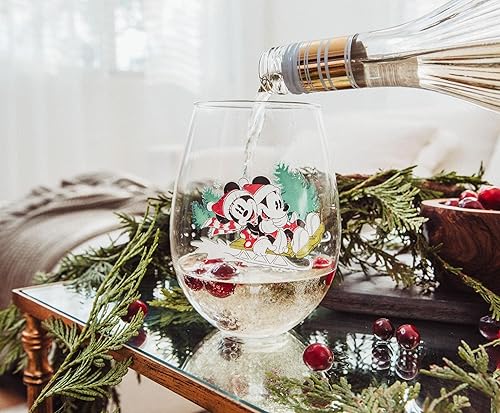 Miniatura 4 de Disney Mickey and Minnie - Vaso de vino sin tallo de Navidad  Vaso grande para mimosas, cócteles  Capacidad para 34 onzas