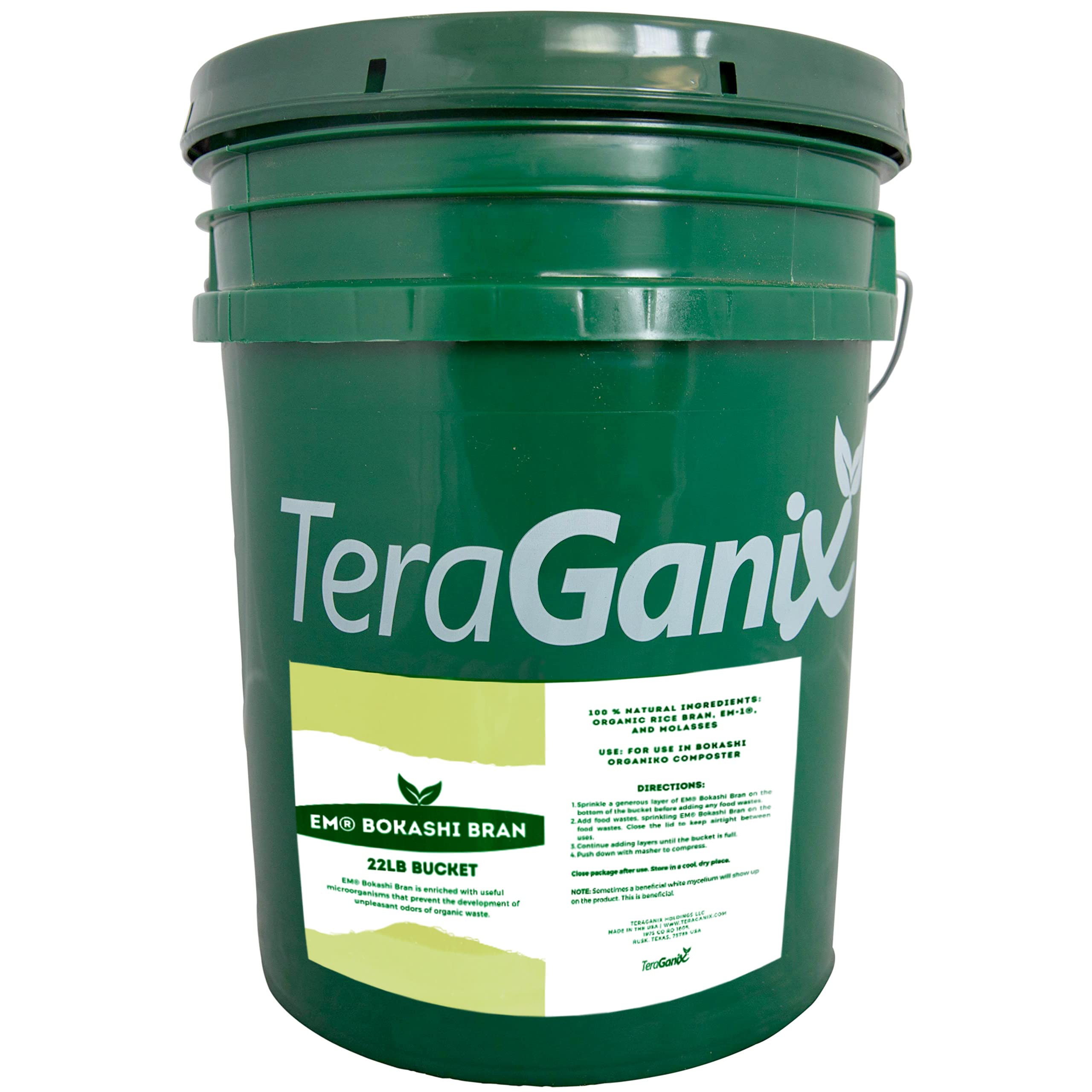 TeraGanix EM-1 Bokashi Bran Bulk, Organic Rice Bran Mix, Dry Powder Compost for Food & Pet Waste Ind
