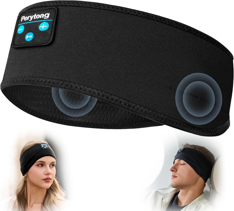 Perytong Sleep Headphones for Sleeping, Bluetooth Wireless Sports Headband, Cozy Lightweight Headband Headphones Hi-Fi Stereo Ergonomic ASMR Sleep Headphone Cool Gadget Gift for Women Men