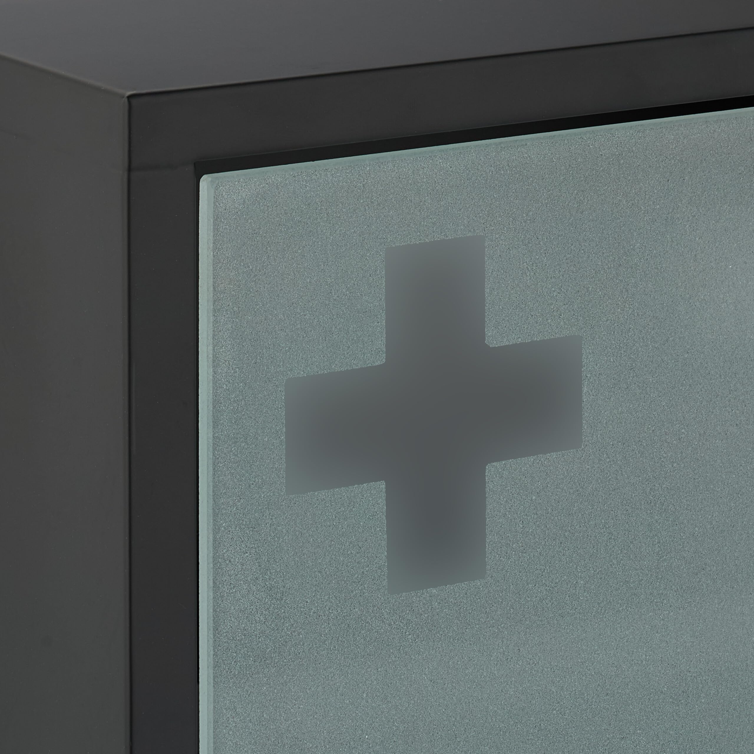 Relaxdays Armoire à Pharmacie, 4 Compartiments, mélange de matériaux H x L x P : 57 x 27 x 12 cm, Noire