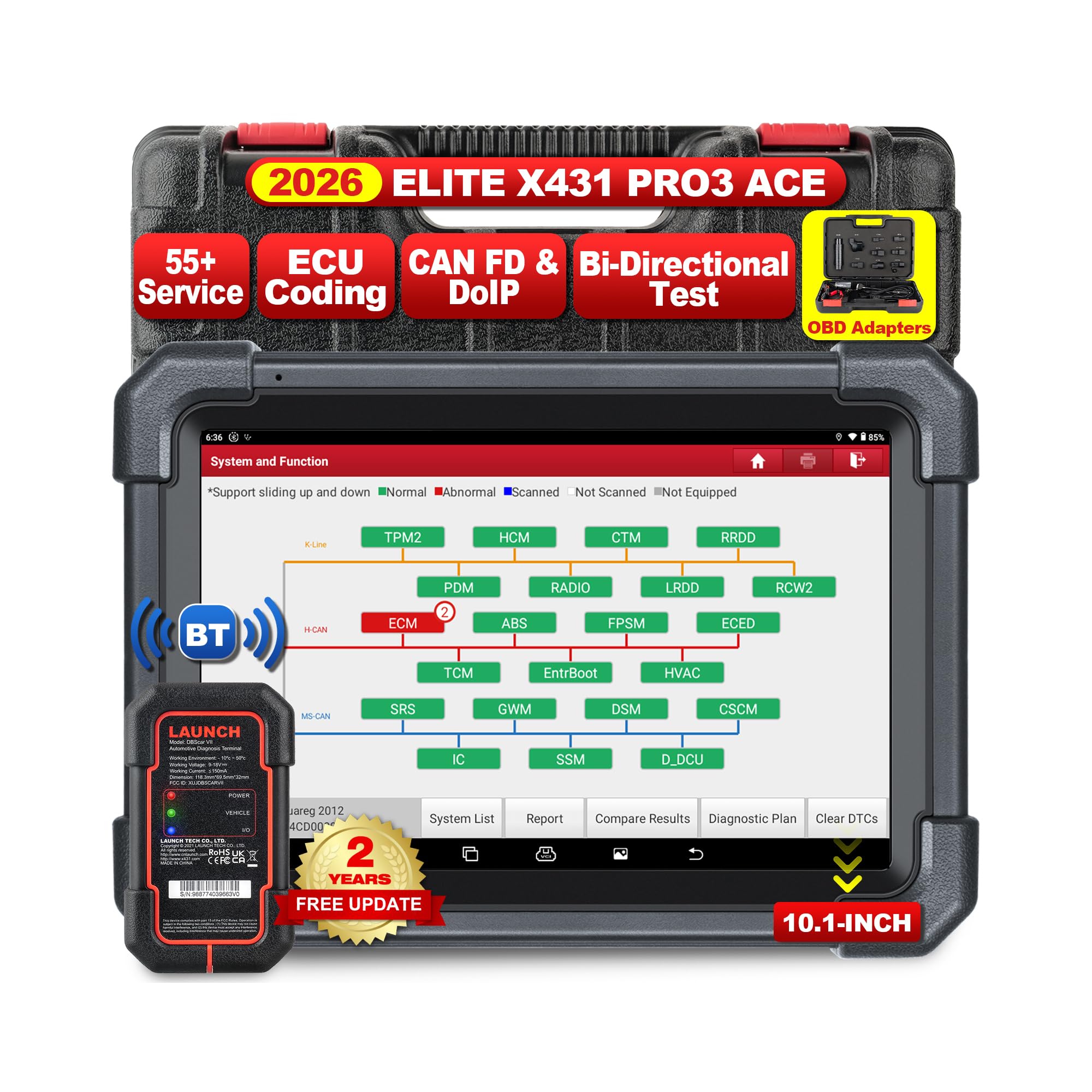OBD2 Scanner X431 PRO3 ACE Diagnostic Tool with Bluetooth DBS car VII, Topology Mapping, Online Coding, CANFD&DoIP, 55+ Services, SGW Function, V.A.G. Guided Function