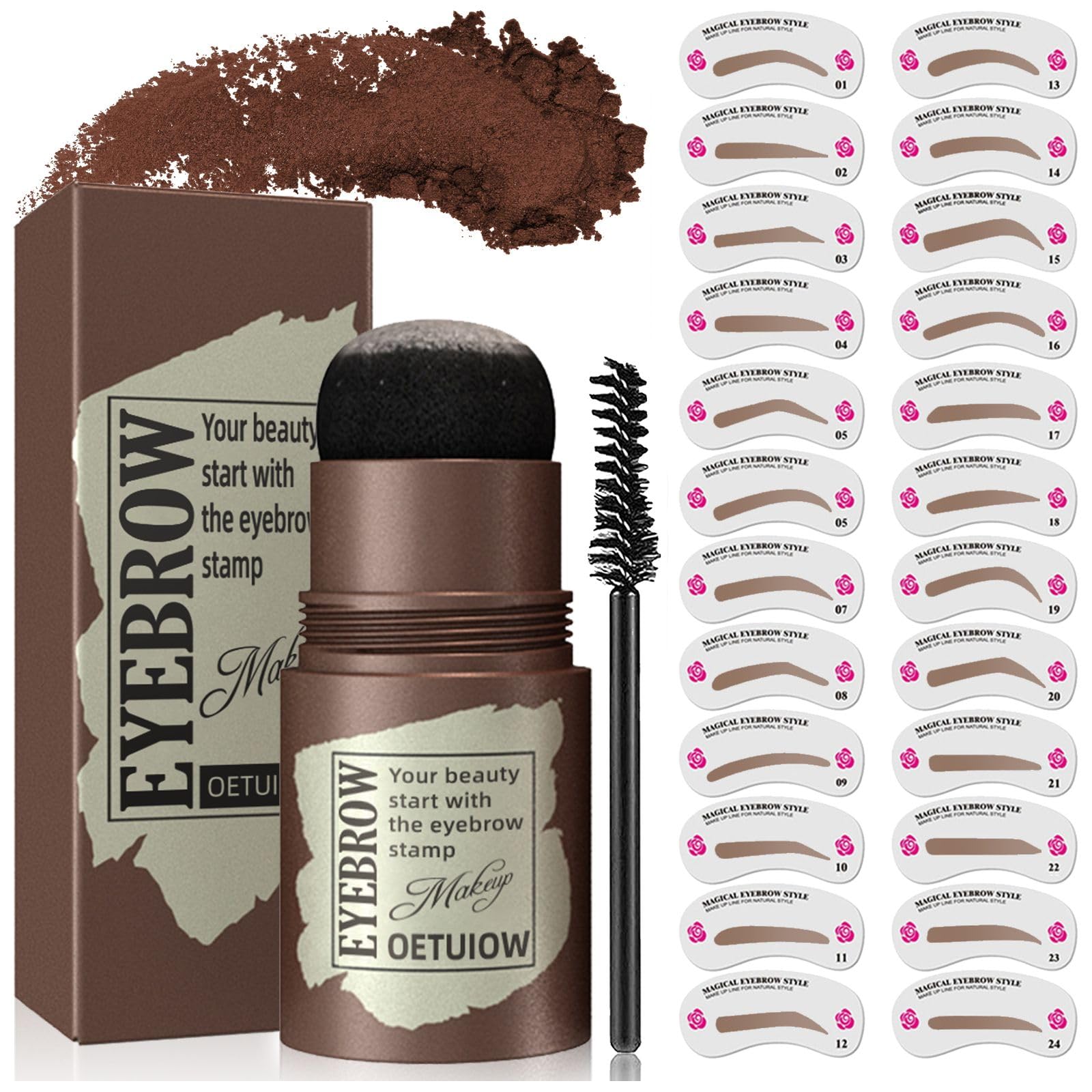 Eyebrow Stamp, Eyebrow Stencil Kit, Smudge-Proof Waterproof, Dark Brown