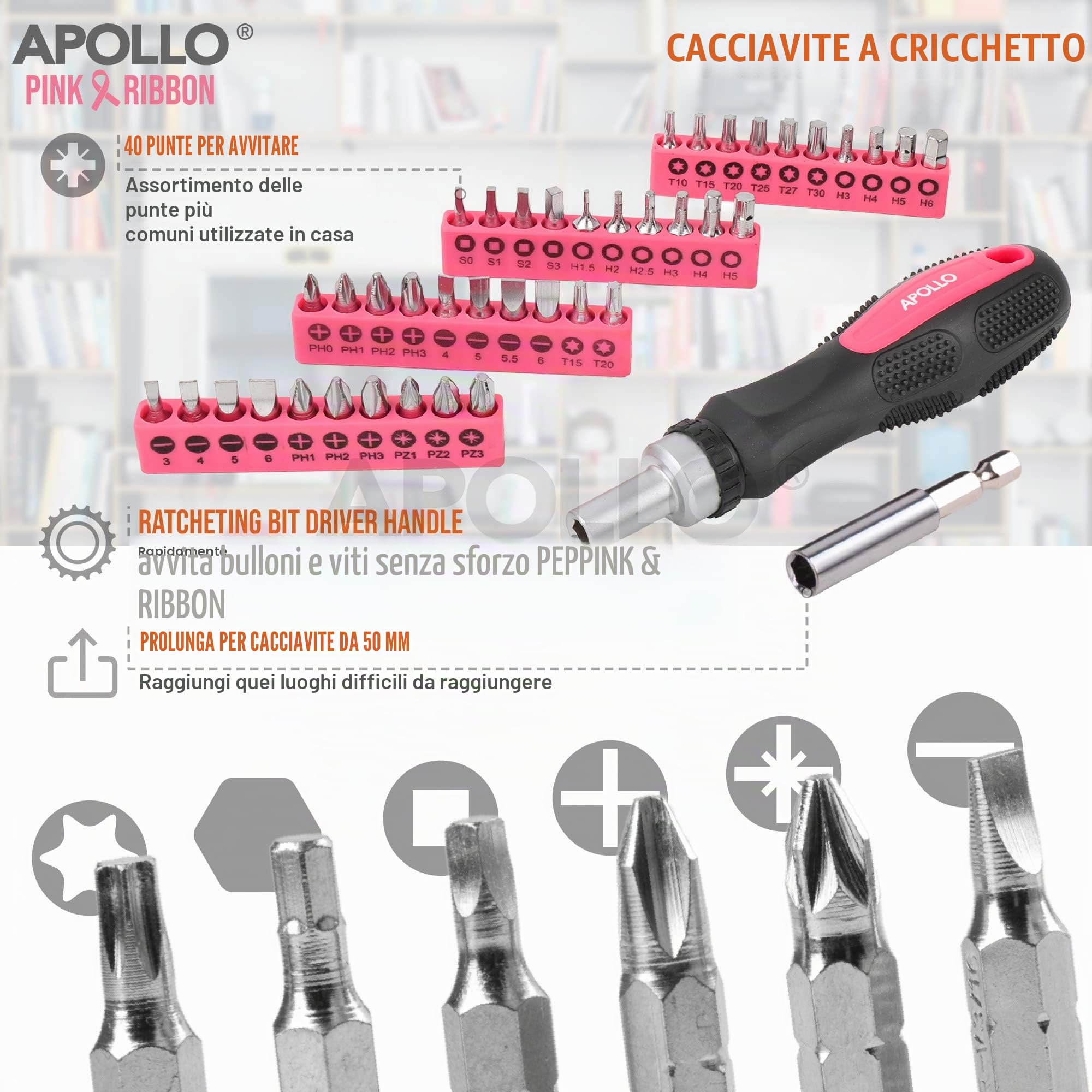 Apollo Kit di attrezzi rosa per la casa da 71 pezzi. Utensili manuali più comuni per riparazioni domestiche - Cacciaviti, Martello, Chiave, Pinze & altro in una Custodia