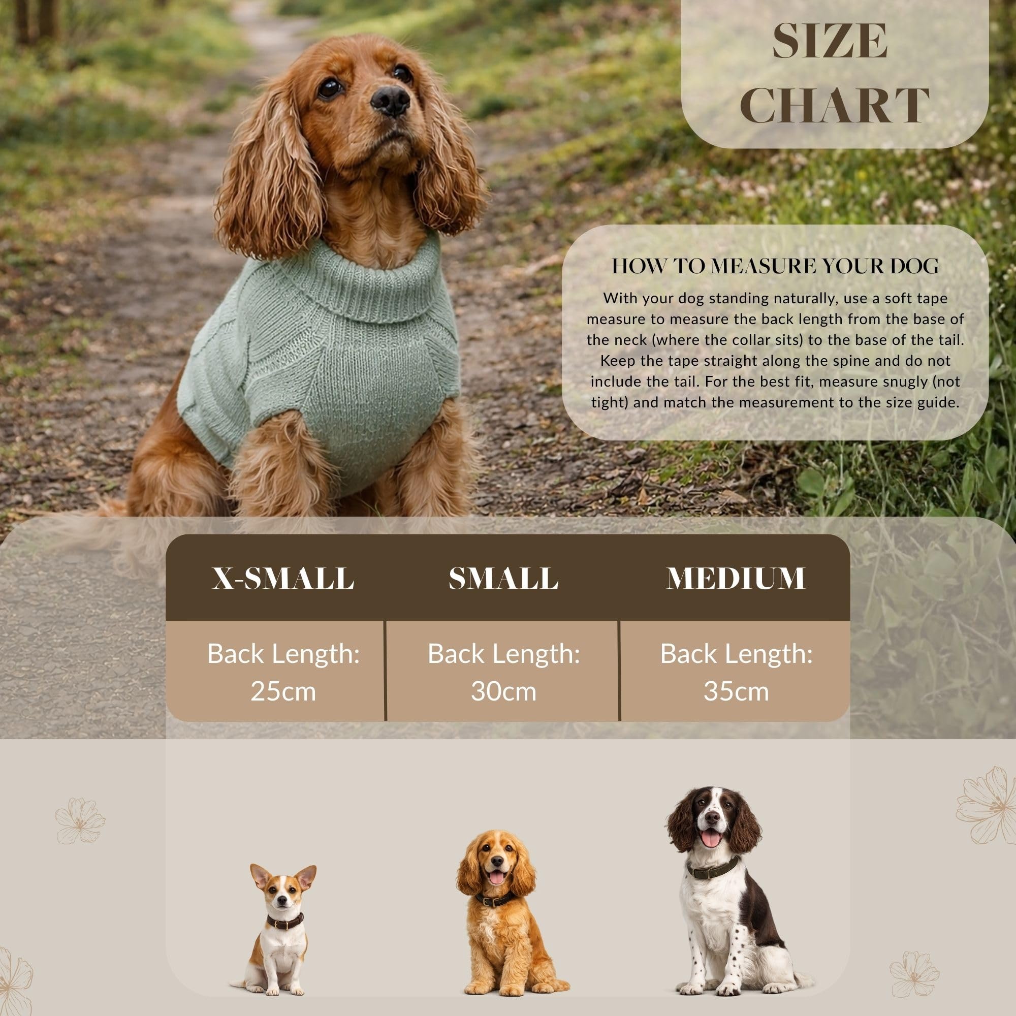 Banbury & Co Pull pour Chien | Pull Chaud et léger en Tricot torsadé | Col roulé Lavable en Machine Vêtements d'hiver pour Animaux domestiques avec Taille élastique (Taille S : Cou : 16-21 cm |