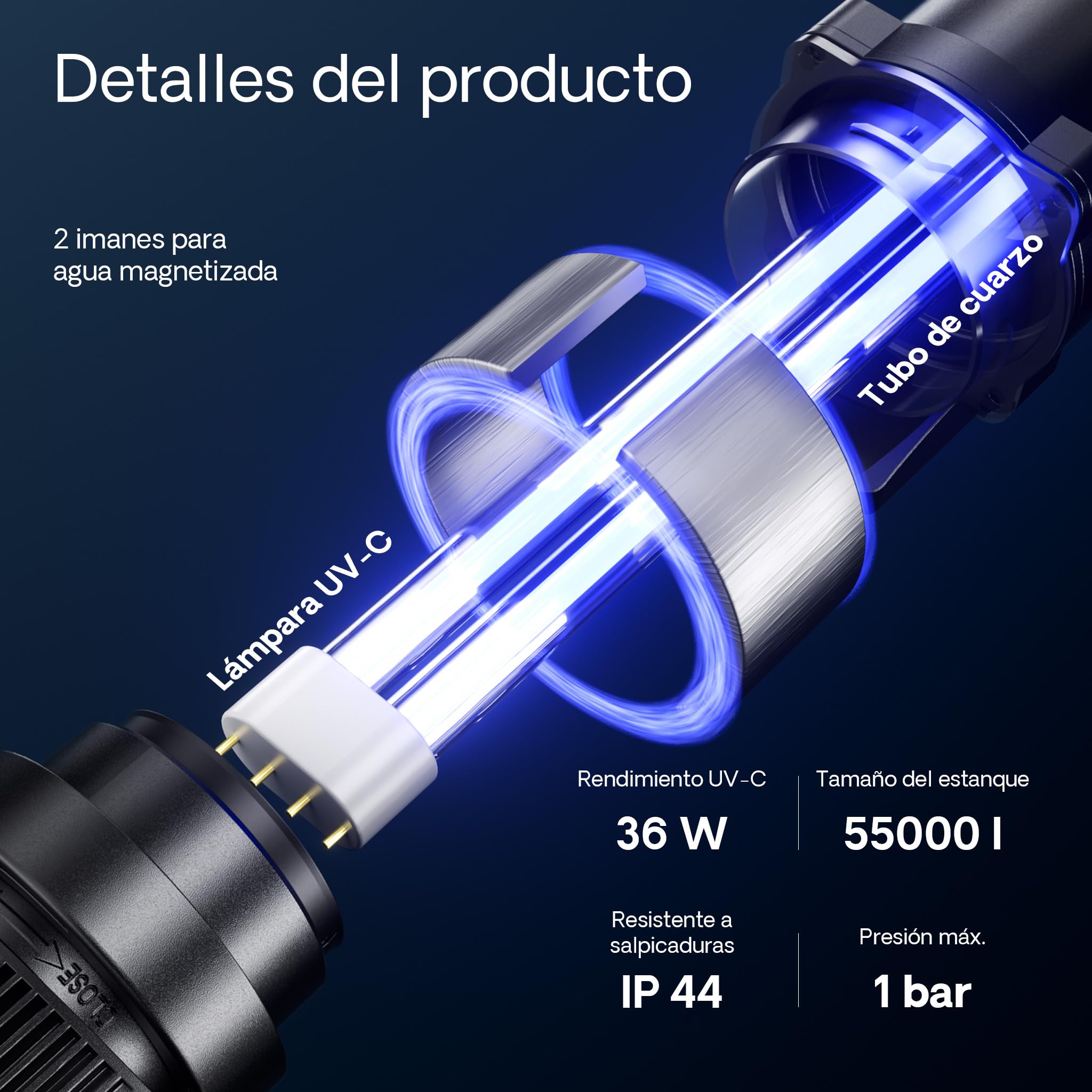 SunSun CUV-636 clarificador Agua estanques Filtro luz UV 36W aclarador Agua jardín