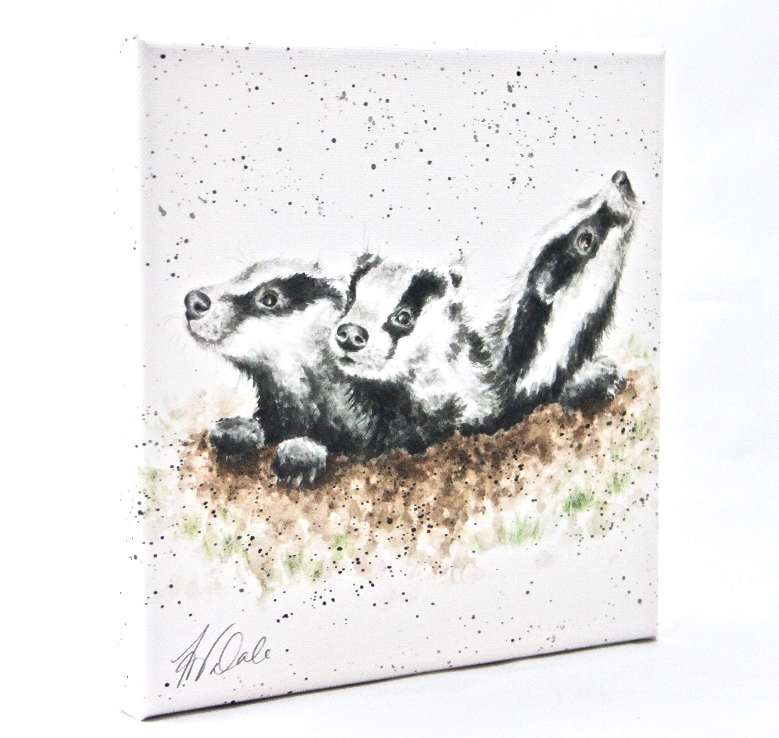 Wrendale Designs Badger Print on White Square Canvas 20 Centimetre The First Adventure