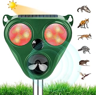 Ultrasonic Animal Repeller Solar,Waterproof Cat Repellent,Fox Repellent,Rat repellent,Ultrasonic Dog Repellent,Bird Control Cat Fox Dog Deterrent for Garden Yard Field Farm