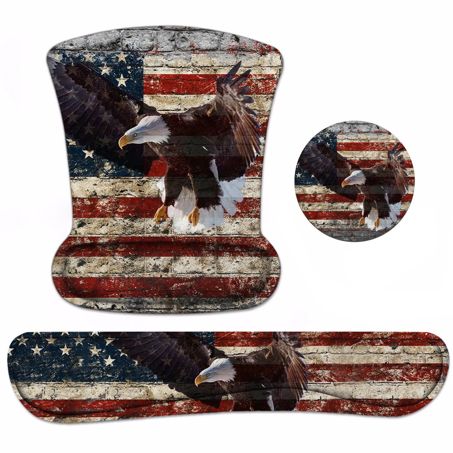 Keyboard Wrist Rest and Mouse Pad Wrist Support Set with Coasters, Non-Slip PU Base Ergonomic Mousepad for Computer Laptop Home Office Easy Typing &