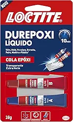 Loctite Cola Epoxi Líquida Durepoxi, cola transparente de alta resistência, resina líquida ideal para uso doméstico e profissional, adesivo à prova d'água, embalagem de 2x8g = 16g
