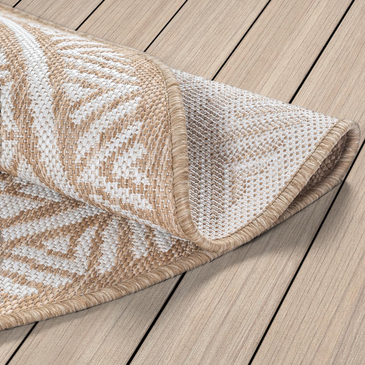 the carpet Mistra - robuster Teppich, modern, langlebig und pflegeleicht, In- und Outdoor, Wohnzimmer, ideal für Küche, Flur und Wintergarten, flachgewebt, Natur, 120 x 120 cm Rund