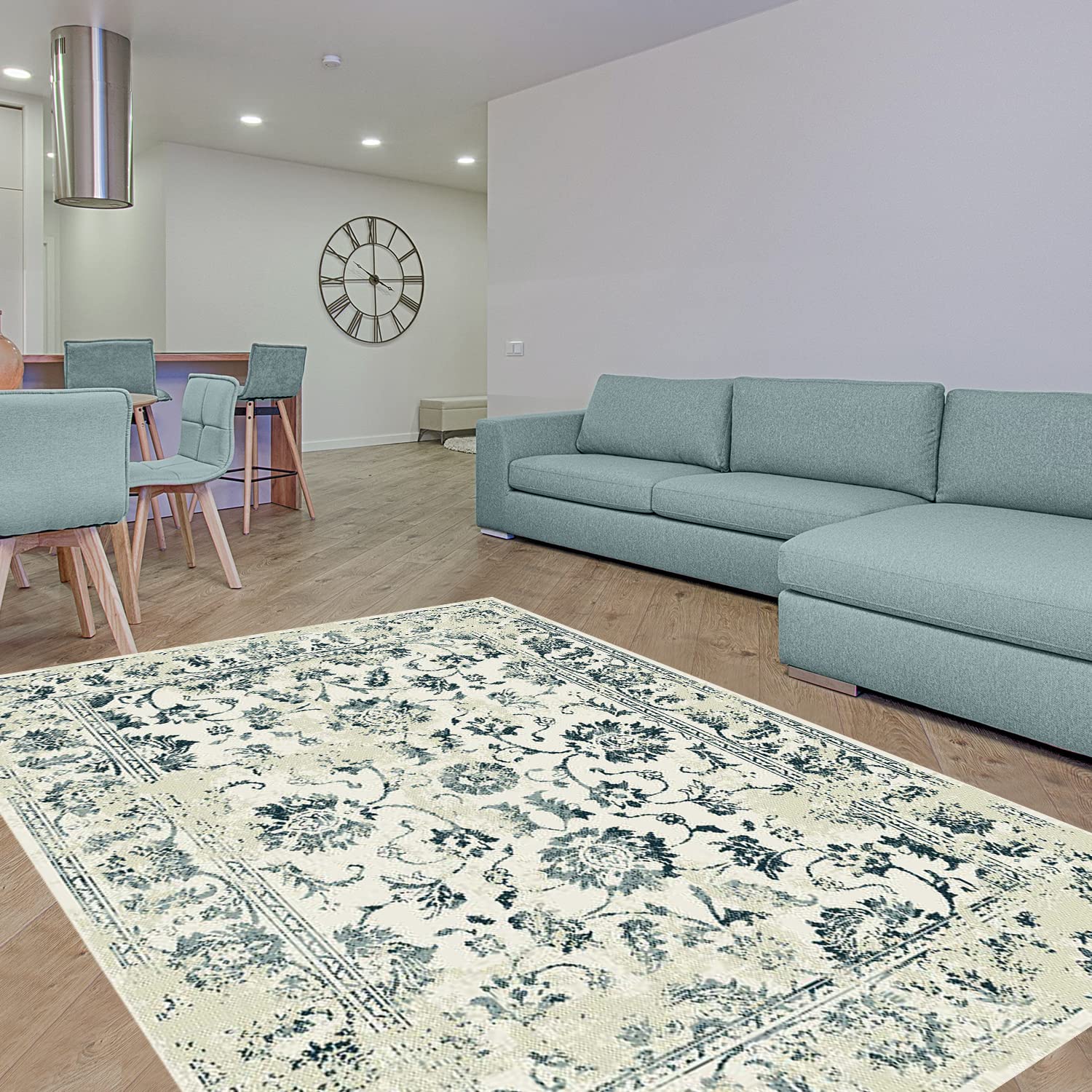 Sapana Carpet-Mats Kashan 3 x 5 Persian Design Carpet Area Rug, Kaleen for Bedroom/Dining//Living Area/Home, Ultra Soft Indoor Modern Non-Slip Rug, 1 Inch Pile Height Carpet KS-7, (90 cm x 150 cm)