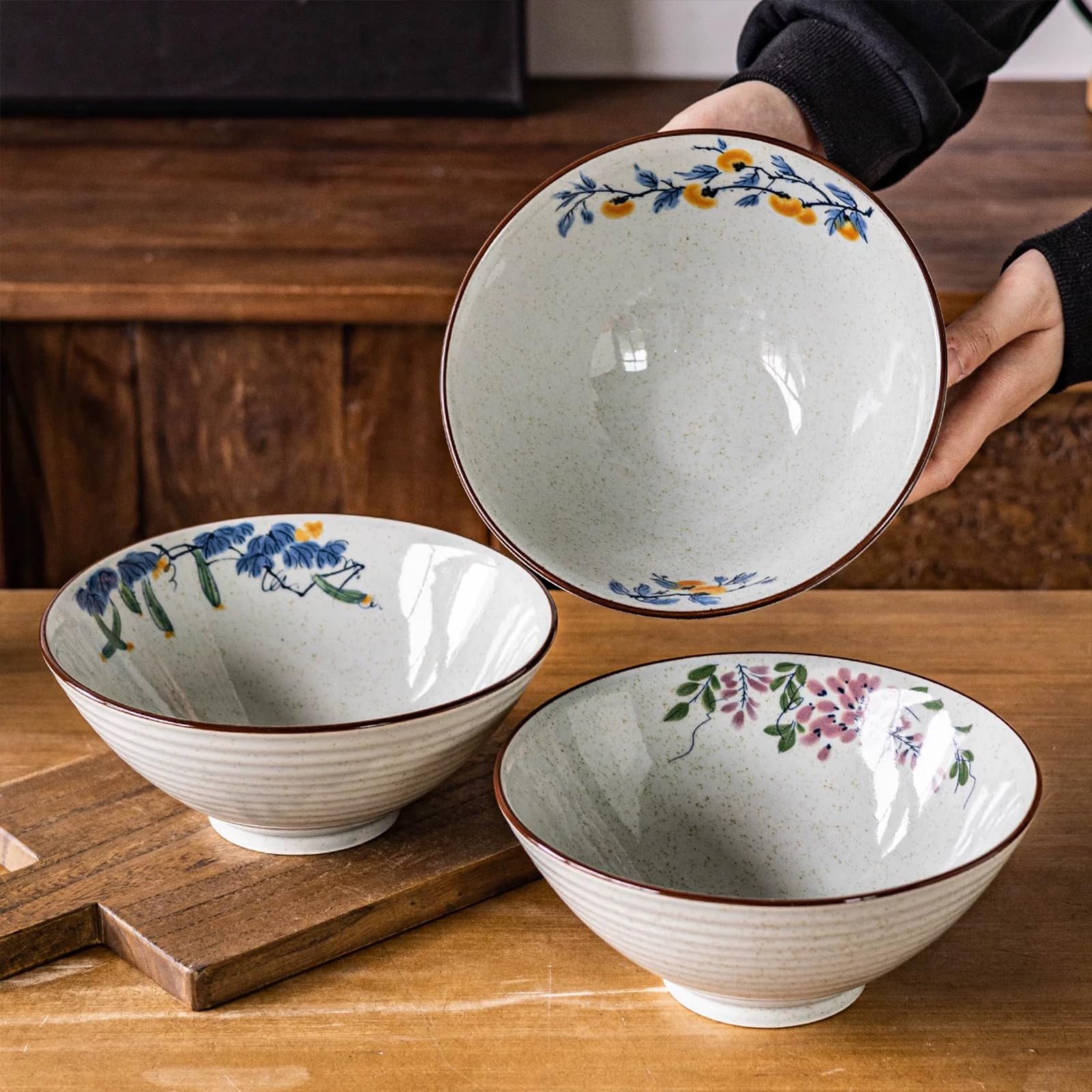 Ramen Schüssel,Japanische Suppenschüssel,Keramik Ramen Schüssel Set