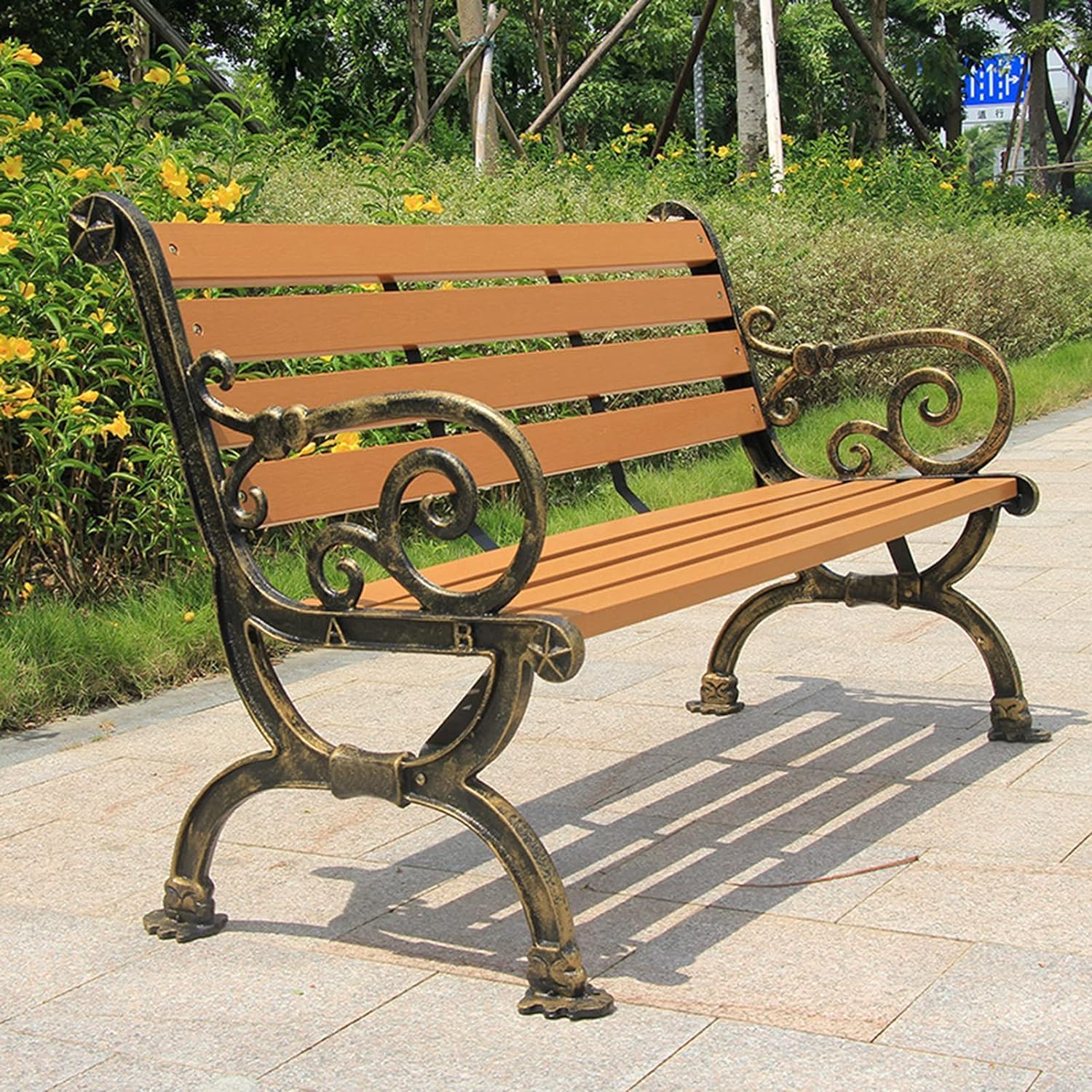 GThe Bench, Outdoor Benches Patio GThe Benches, Patio Loveseats with Cast Iron Frame and Anti-Corrosion Plastic Wood Slats (Bronze 150cm) GThe Bench, Outdoor Benches Patio GThe Benches, Patio Loveseats with Cast Iron Frame and Anti-Corrosion Plastic Wood Slats (Bronze 150cm)