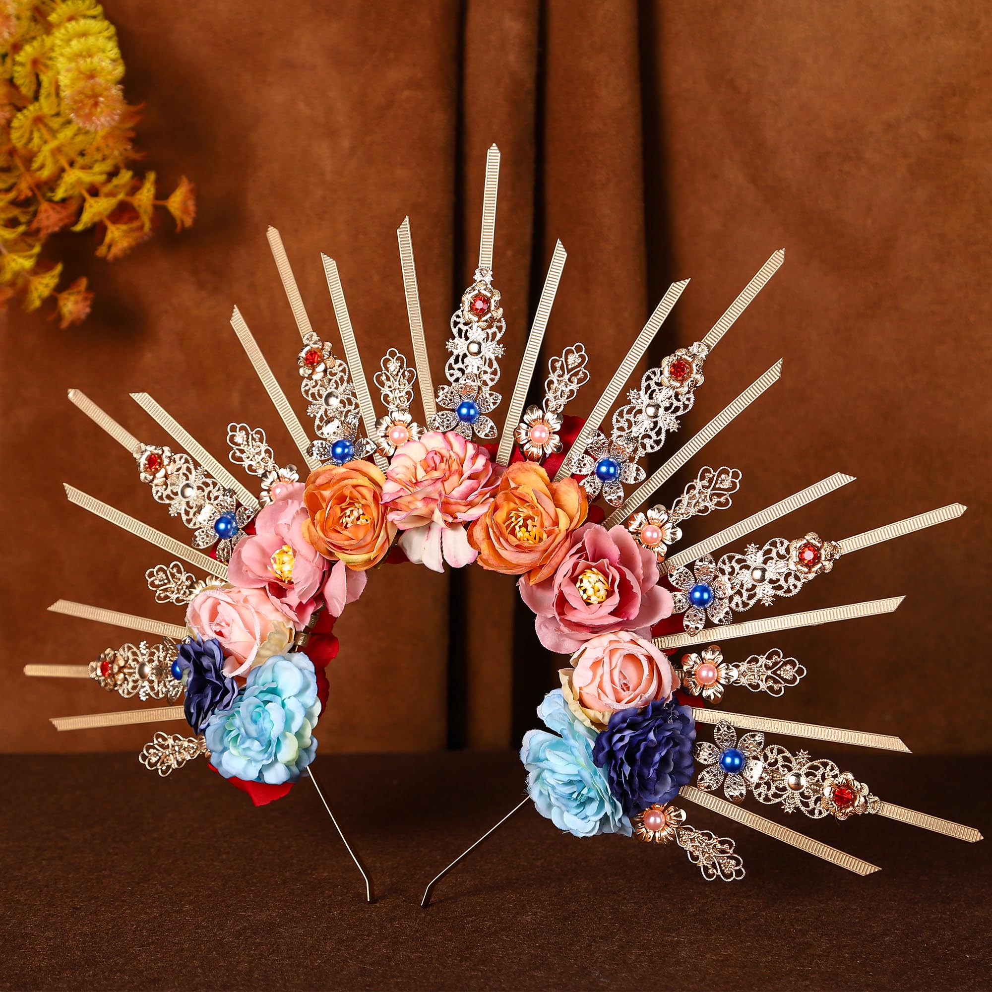 Handmade Fairy Blue Roses Halo Crown Headpiece for Women Renaissance Halloween Amazon.com : COSUCOS Renfaire Roses Halo Crown - Handmade  main image 4