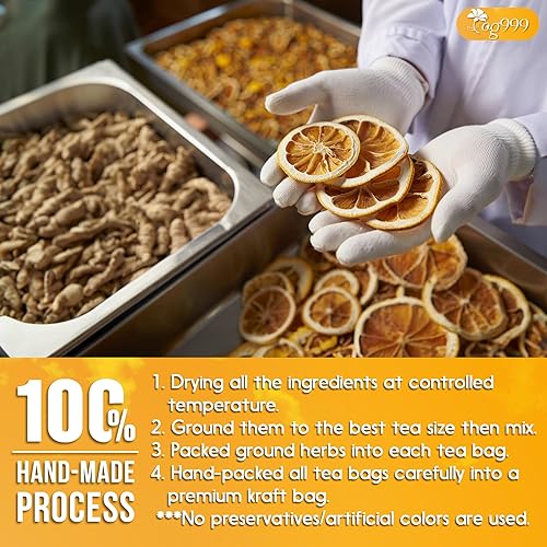 Miniatura 7 de TOG999, Bolsas de té de jengibre y limón de primera calidad  60 bolsas de té  Mezcla de hierbas refrescante con cítricos brillantes y jengibre