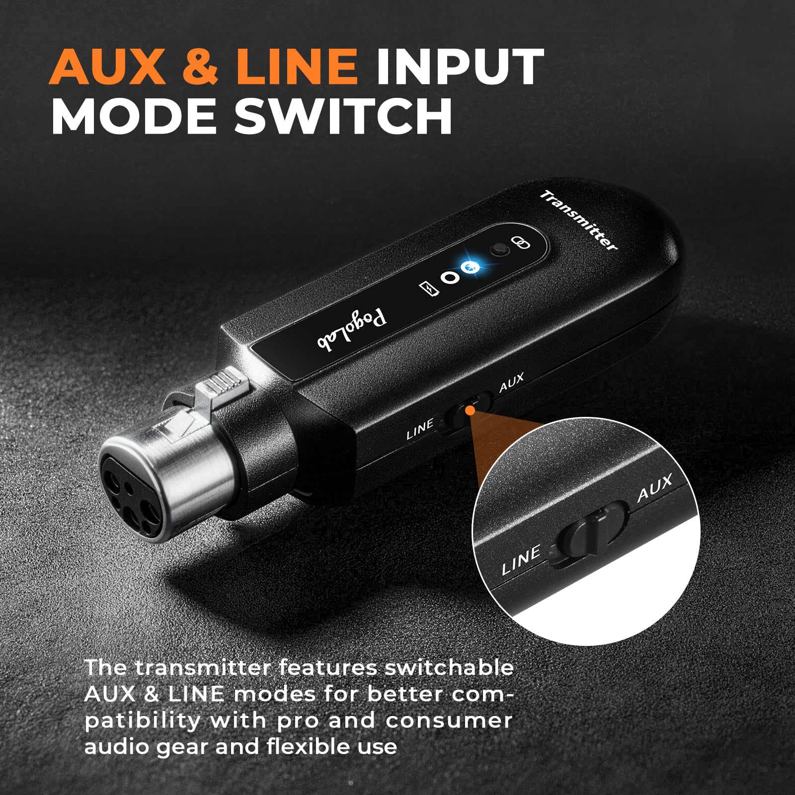 POGOLAB Système de moniteur intra-auriculaire UHF avec connecteur XLR, système de moniteur intra-auriculaire portable sans fil avec contrôle du volume et 2 modes d'entrée, idéal pour les répétitions