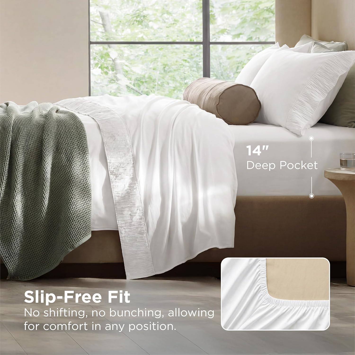 Bedsure King Size Sheets Set - 4 Pieces Soft King Sheets - Breathable & Cooling - Hotel Luxury - Easy Care Polyester Microfiber Bedding for Women, Men, Bright White