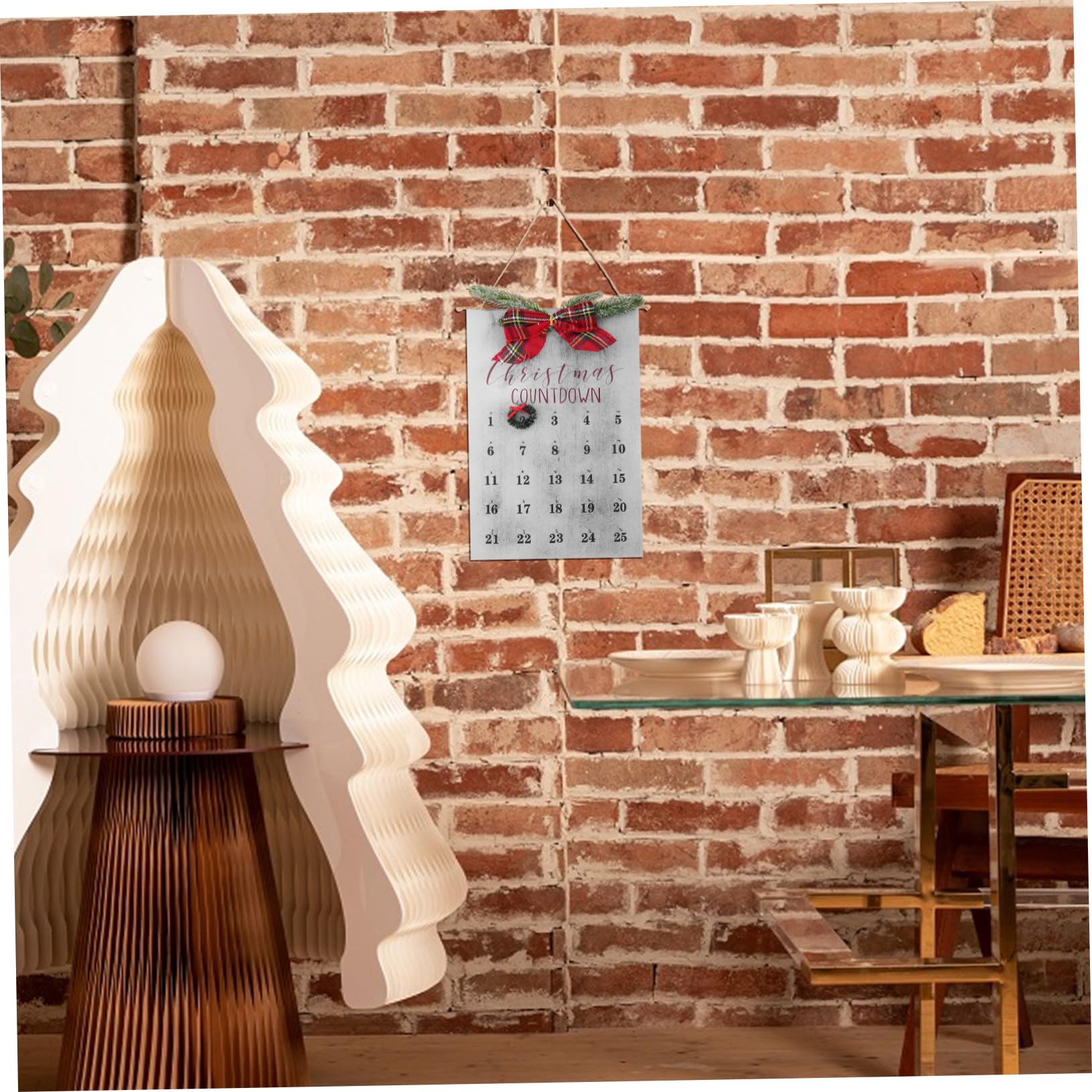 ULTECHNOVO Calendario de Guirnaldas Navideñas de Madera Letrero Rústico de Regresiva para Navidad Decoración Colgante Hogar Adorno Navideño Salón Regresiva para Fiestas