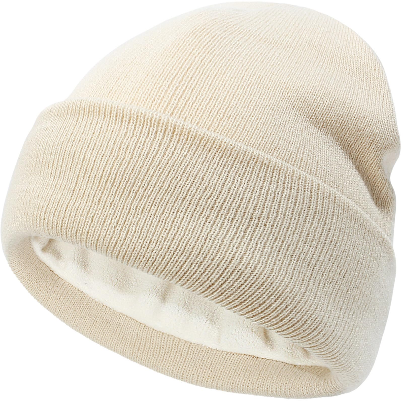 Dreshow Unisex 1 Pc Beanie Hat:beige Warm Knit Beanie For Women Men Winter Beanie Hats For Soft Slouchy Warm Cuffed Cap For Cold Weather