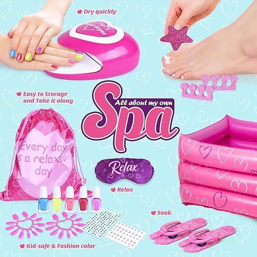 Miniatura 2 de Shemira Set de regalo para niñas de 7, 8, 9, 10 a 12 años, juguetes de día de spa, kit de manicura y pedicura para niños, kit de arte de uñas,