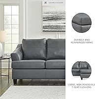 Vista 4 de Signature Design by Ashley Genoa - Sofá modular de cuero moderno con diván, color azul