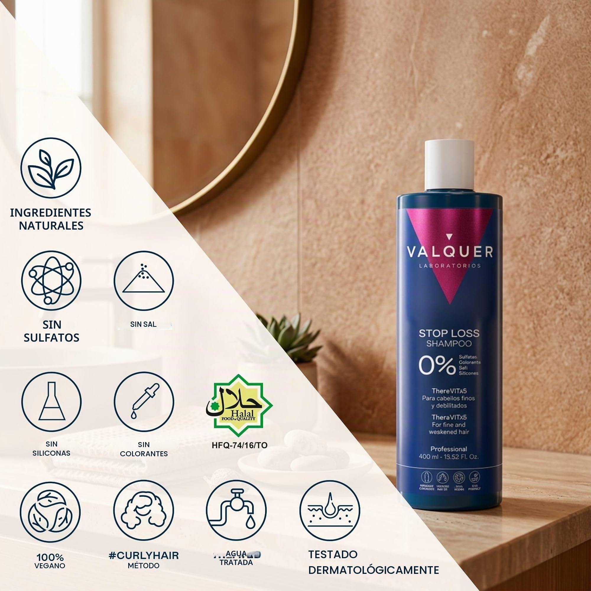 VALQUER Champú Anticaída Intensivo 400 ml Fortalece Cabello Fino y Débil