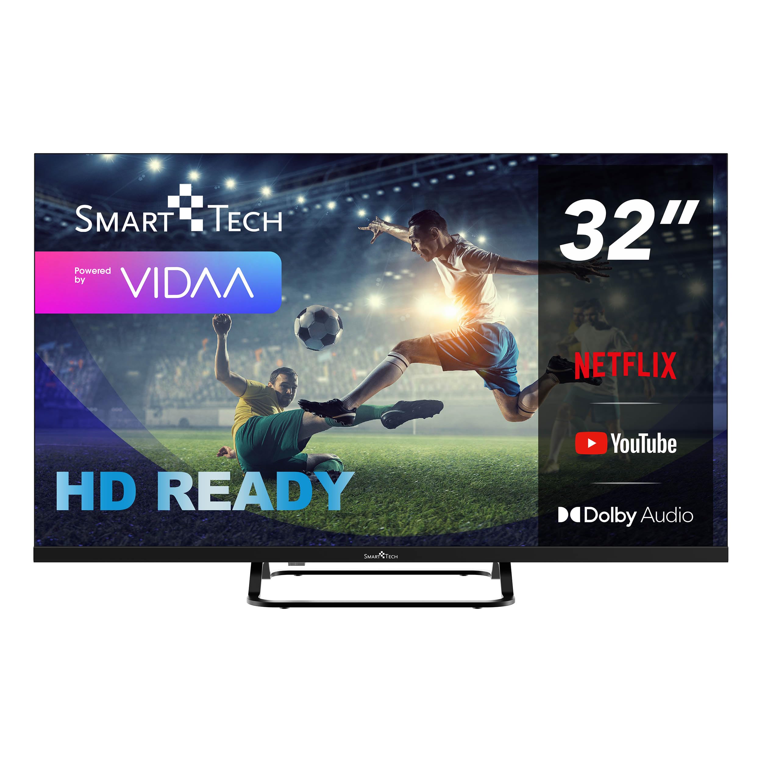 Smart Tech TV LED HD 32 Pouces (80cm) 32HV02V Smart TV VIDAA - Molotov, Netflix, Prime Video, Disney+, Youtube, Plex - 3xHDMI - 2xUSB - Mode Hotel