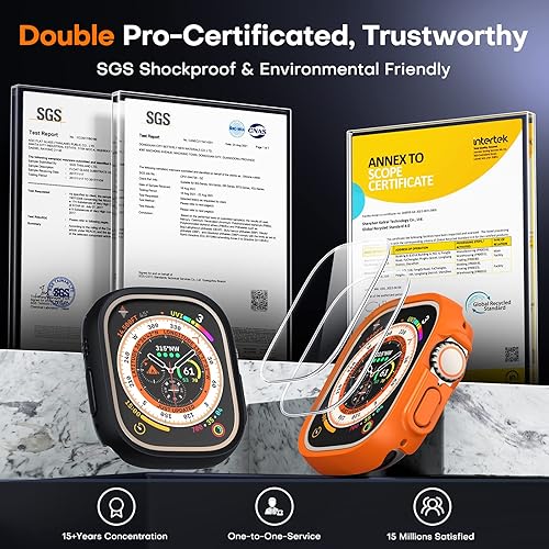 Miniatura 2 de TOCOL Paquete de 2 fundas para Apple Watch Ultra de 1.929in + 2 protectores de pantalla de vidrio templado para iWatch, 10 veces de grado militar a