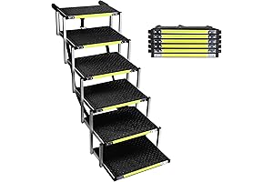 Sturdy 6-Step Aluminum Frame Dog Stair with 1680D PVC Fabric - Portable & Durable
