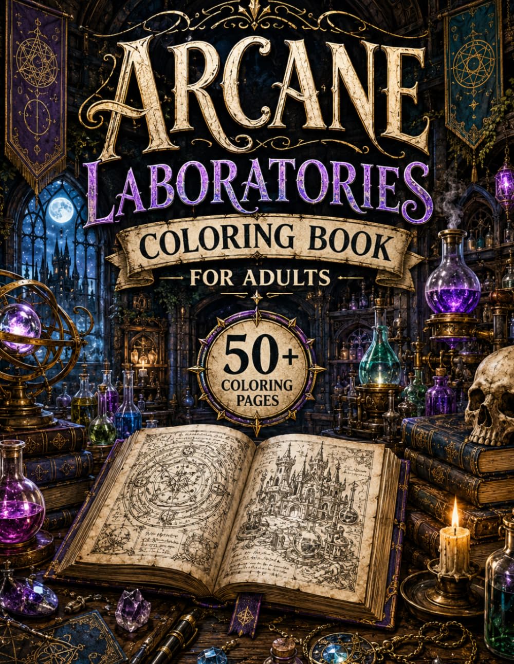 Arcane Laboratories Coloring Book for Adults: 50+ Magical Laboratories, Alchemy Workshops, Arcane Experiments, Enchanted Inventors' Studios & Mystical ... Escape (Enchanted Interiors Collection)