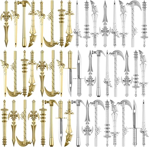 Miniatura 1 de Yeaqee 48 bolígrafos de espada, bolígrafos novedosos a granel divertidos para adolescentes, bolígrafos de tinta de gel con forma de espada antigua