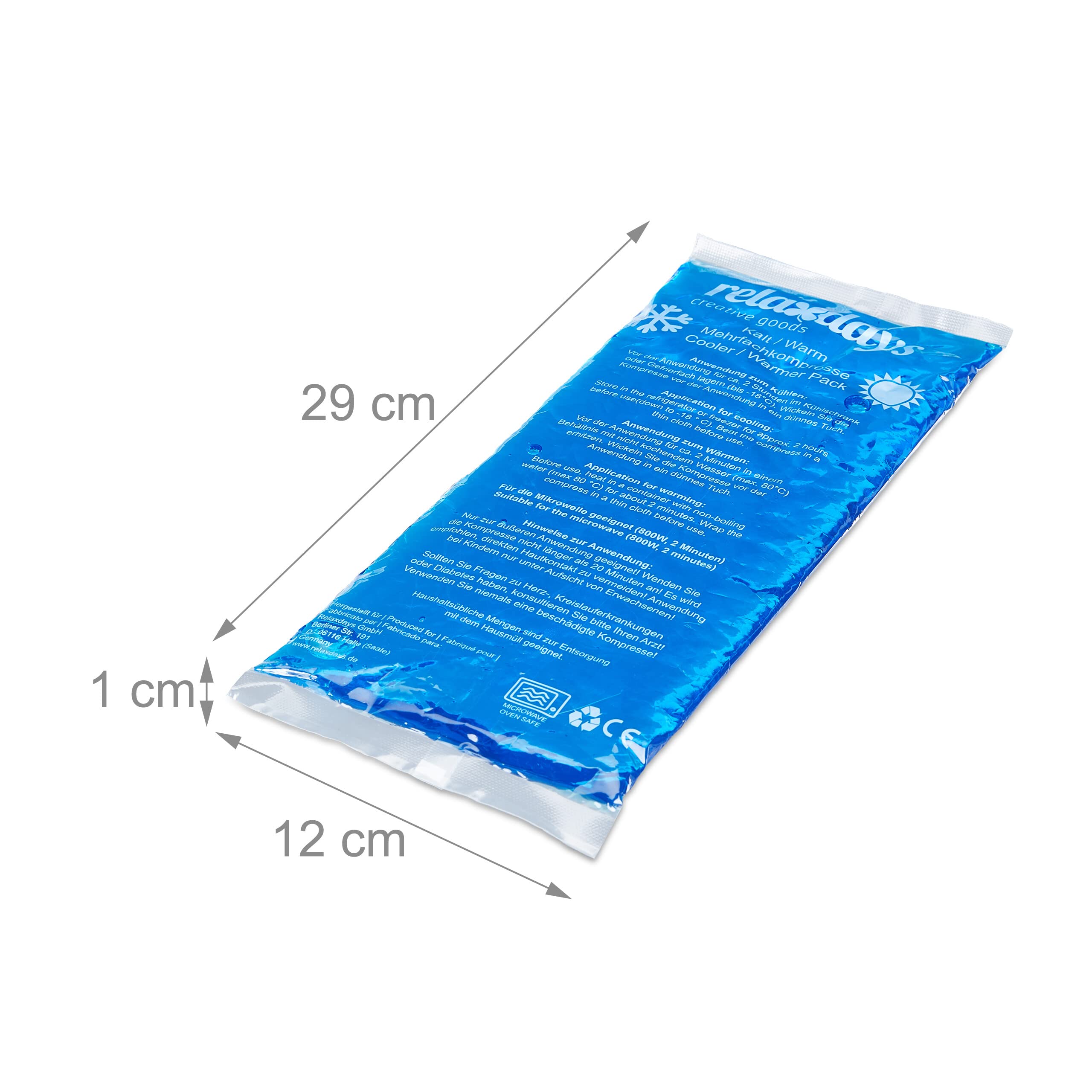 Relaxdays Poche De Glace, Chaud Et Froid, 25 X 36 Cm, Gel