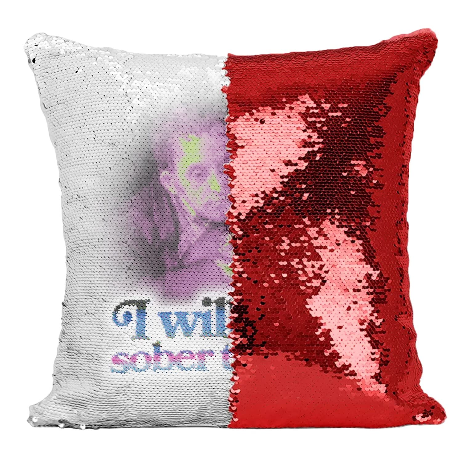 Coussin Sequin Paillettes Rouge original - Housse de coussin parodie meme art vintage
