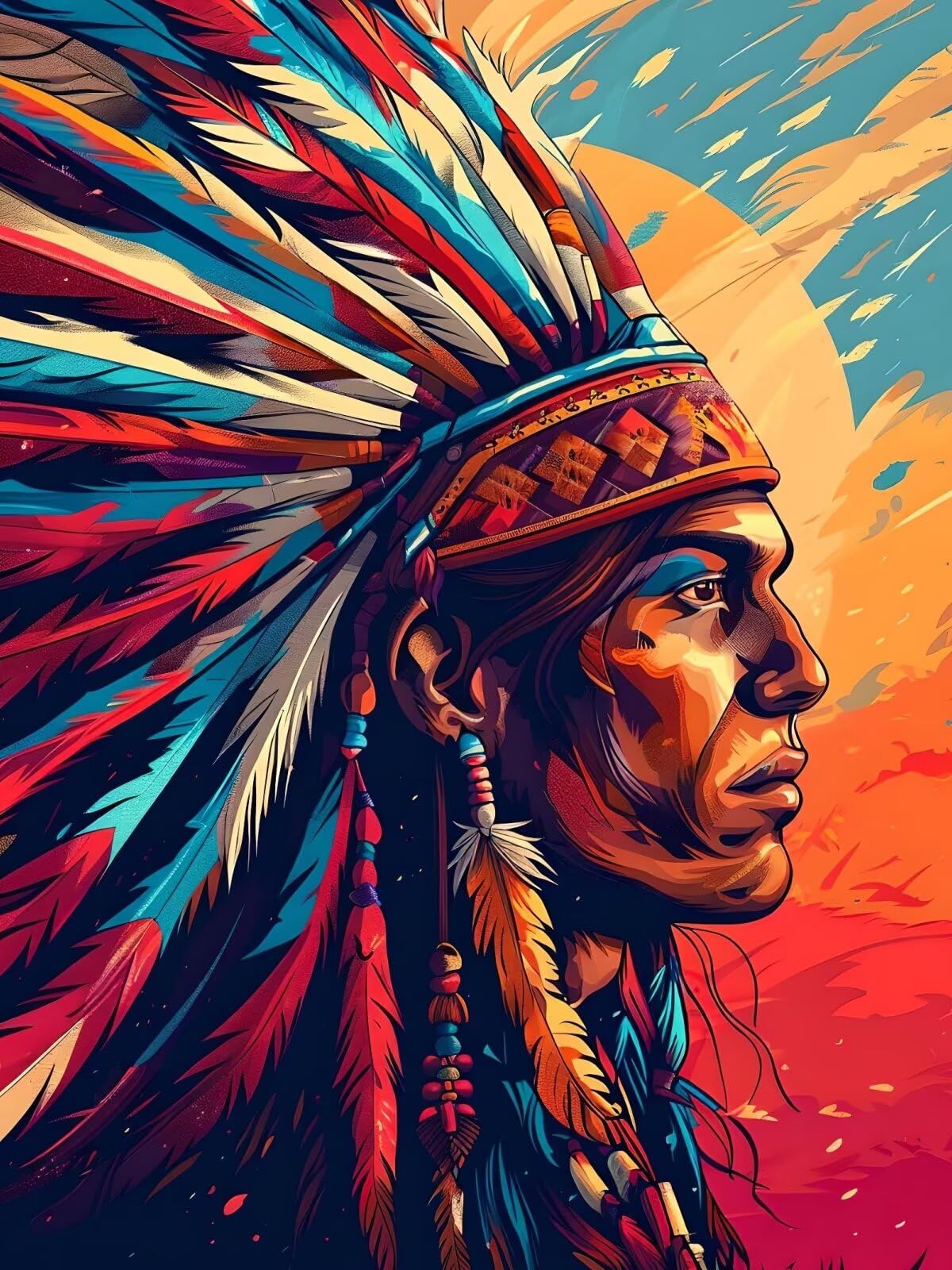 Diamond Painting Kit Completo indios, Pintura Diamante 60 x 90 cm, B-240