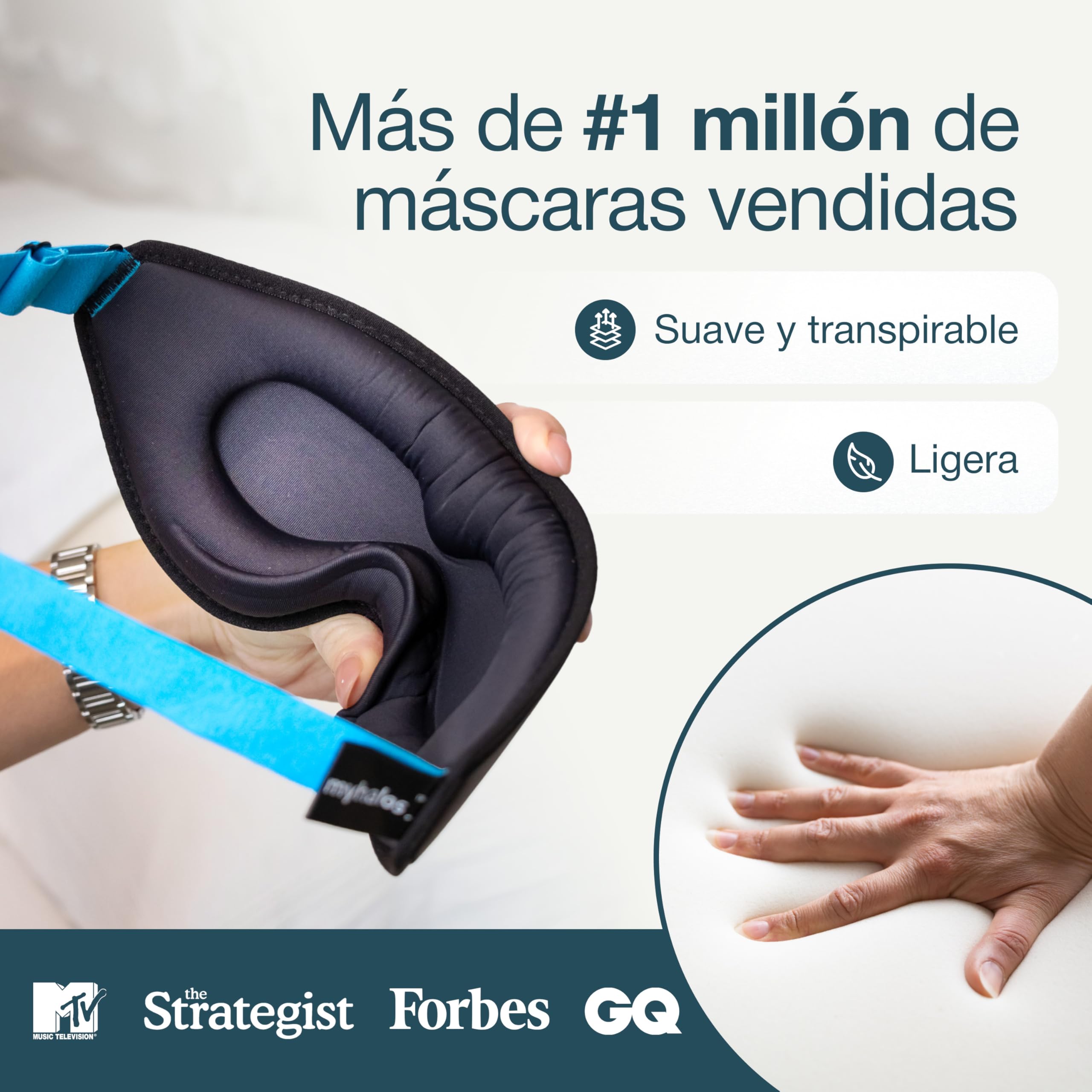 MyHalos® Mask Antifaz para Dormir – para Dormir Mujer y Hombre Modelo 2022 – Antifaz para Dormir Ojos Sin Presión – con Bolsa de Almacenamiento - Viajes, Yoga, Vendaje de Ojos