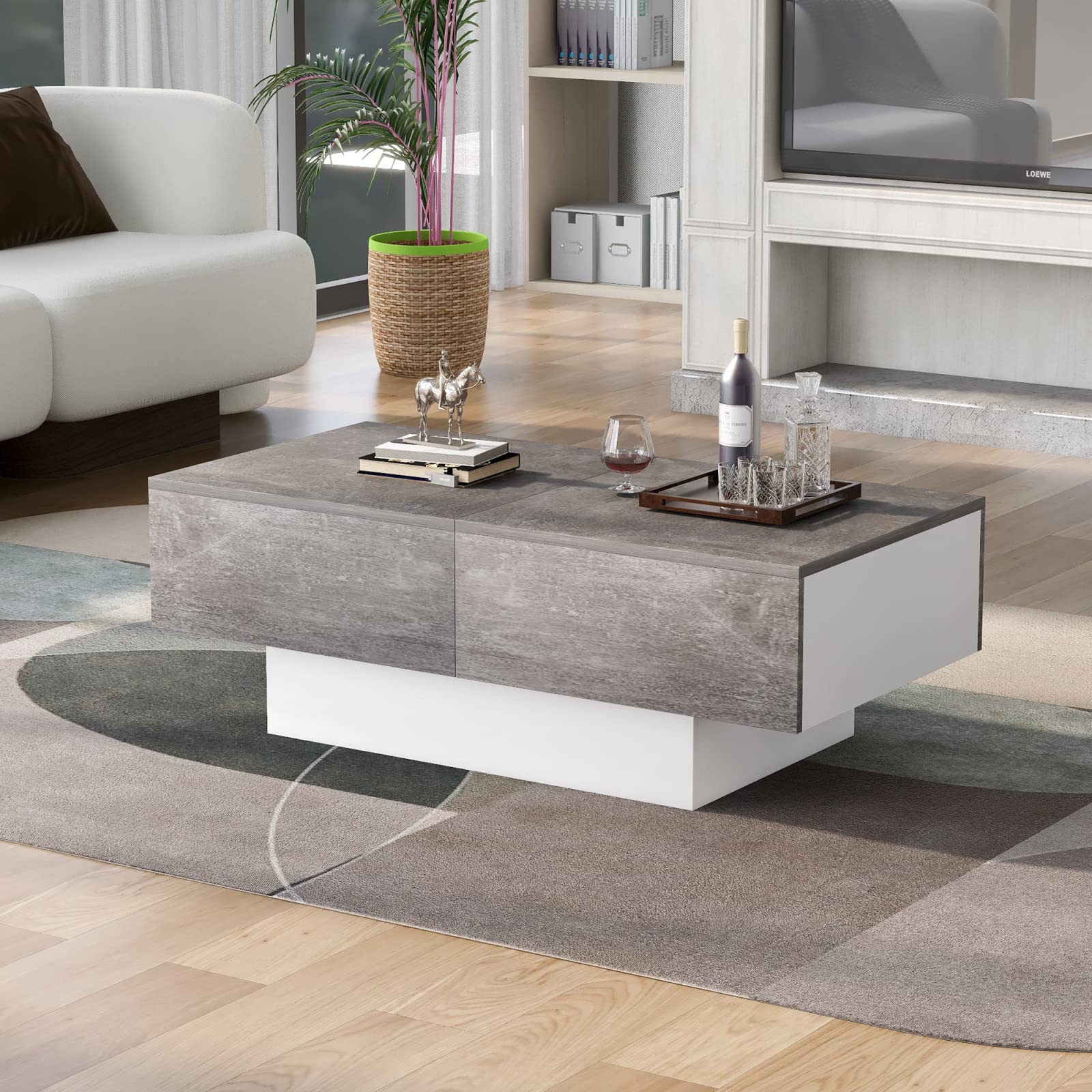 Table basse extensible grise pour ranger votre salon et recevoir vos invités