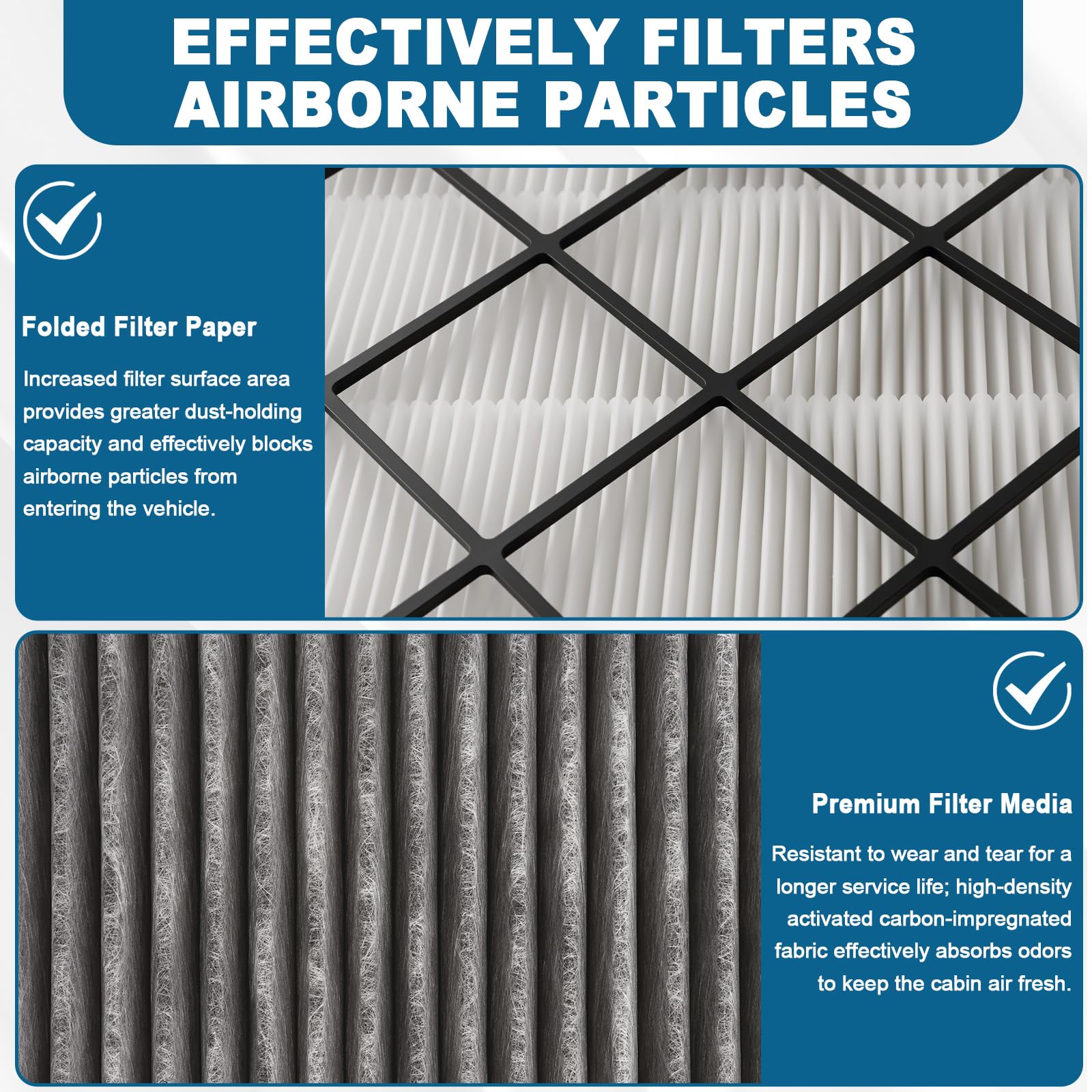 HEPA Aktivkohlefilter Kompatibel mit Tesla Model Y 2020-2026 und Juniper | Luftfilter Set für Klimaanlage und Vorderen Lufteinlass, Innenraumfilter Ersatzfilter (4er Pack)